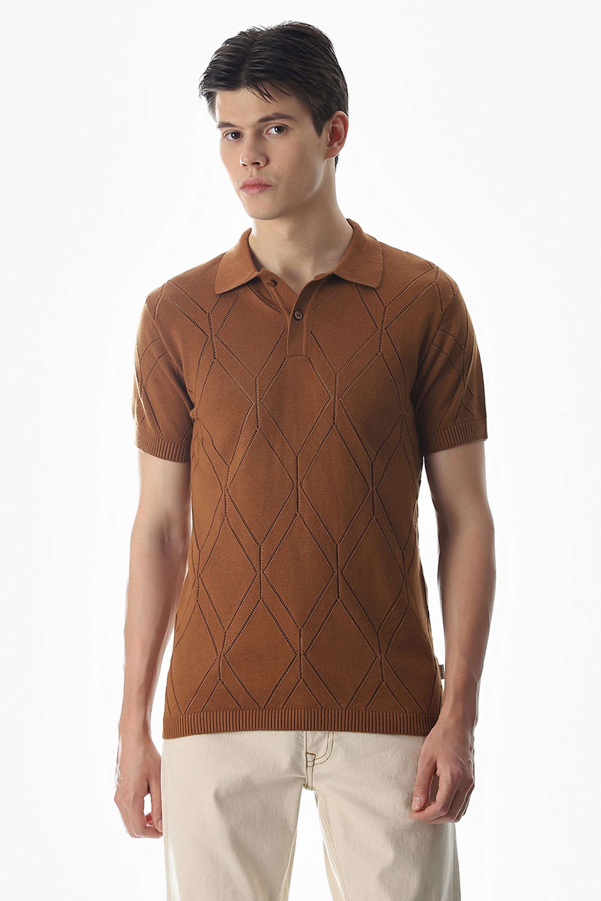 Textured-Cotton-Regular-Fit-Men-Polo-T-Shirt