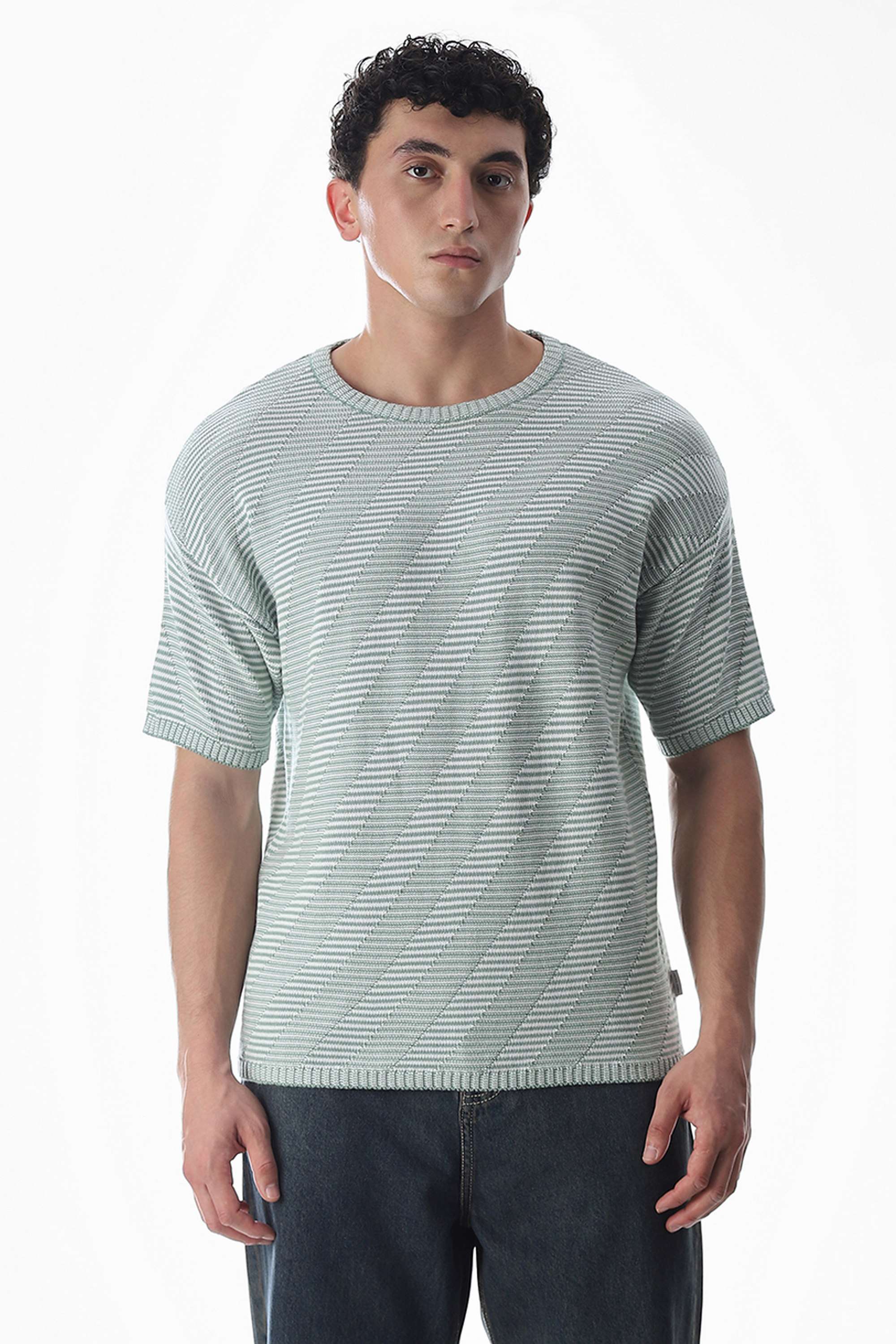 Textured-Cotton-Regular-Fit-Men-T-Shirt