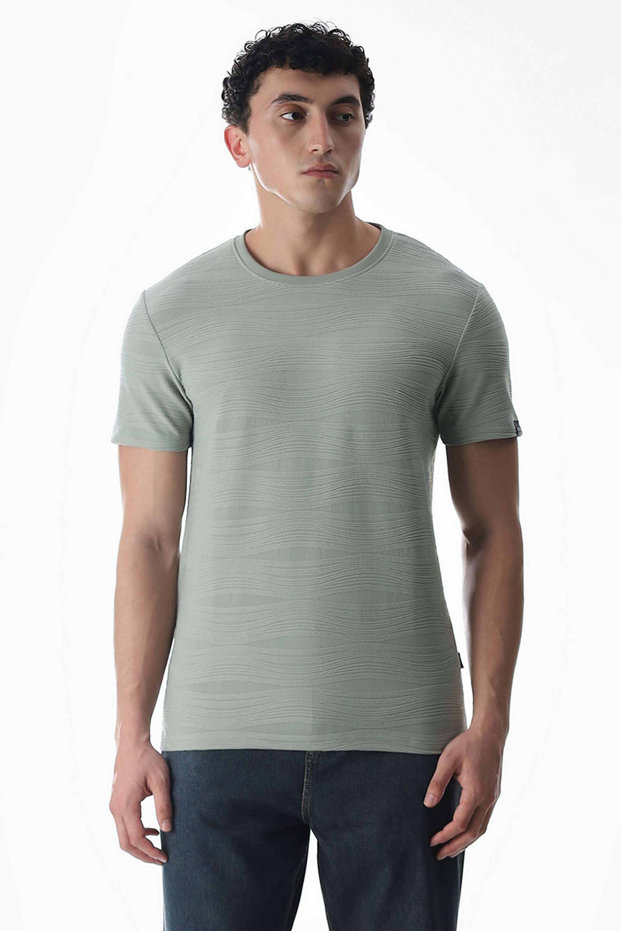 Textured-Polyester-Regular-Fit-Men-s-T-Shirt