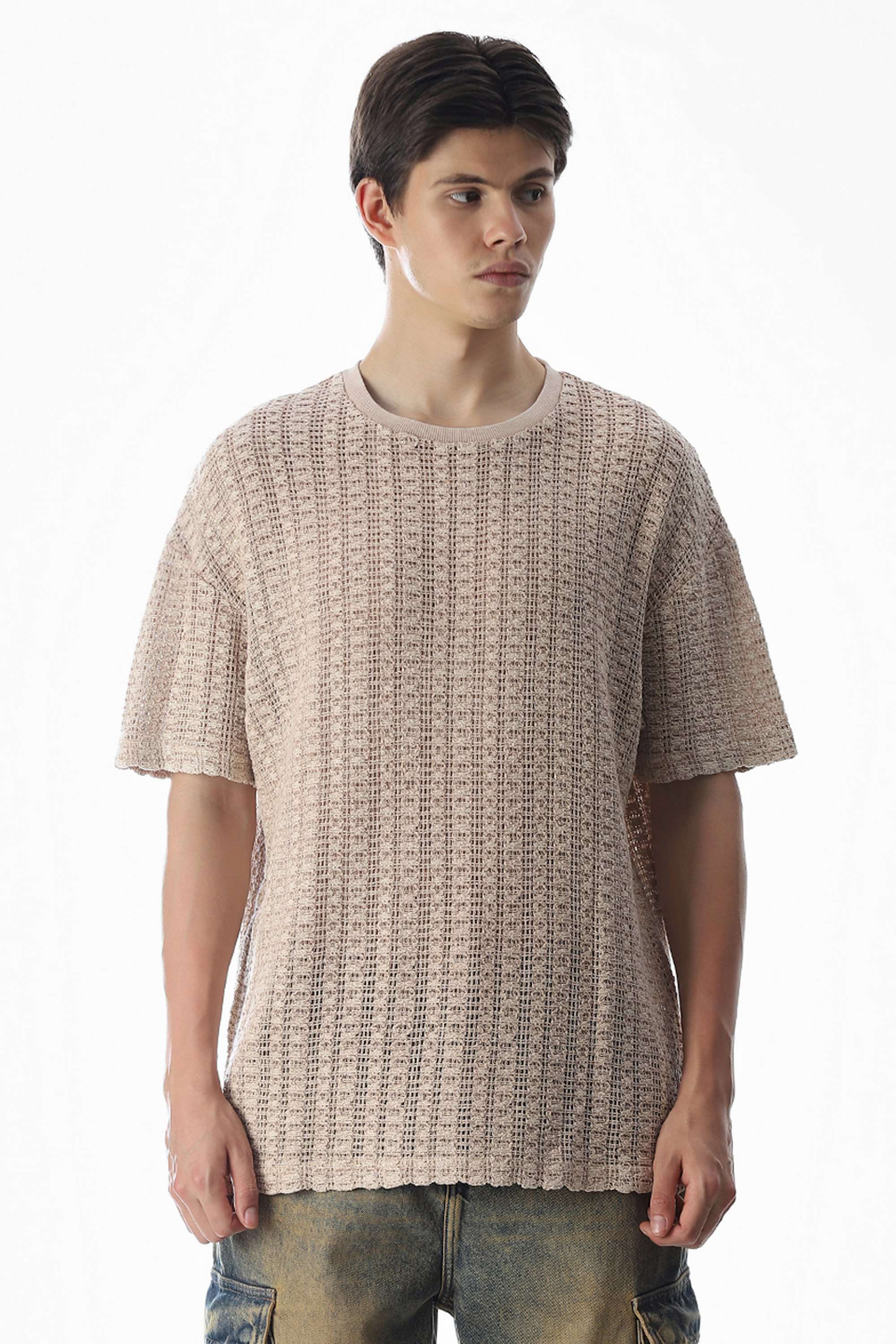 Textured-Cotton-Regular-Fit-Men-T-Shirt