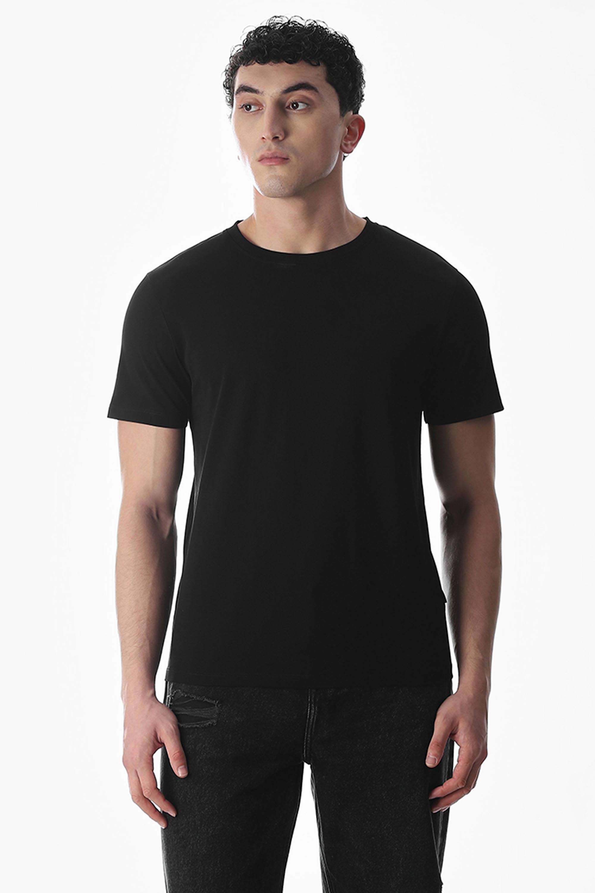 Solid-Cotton-Regular-Fit-Men-T-Shirt