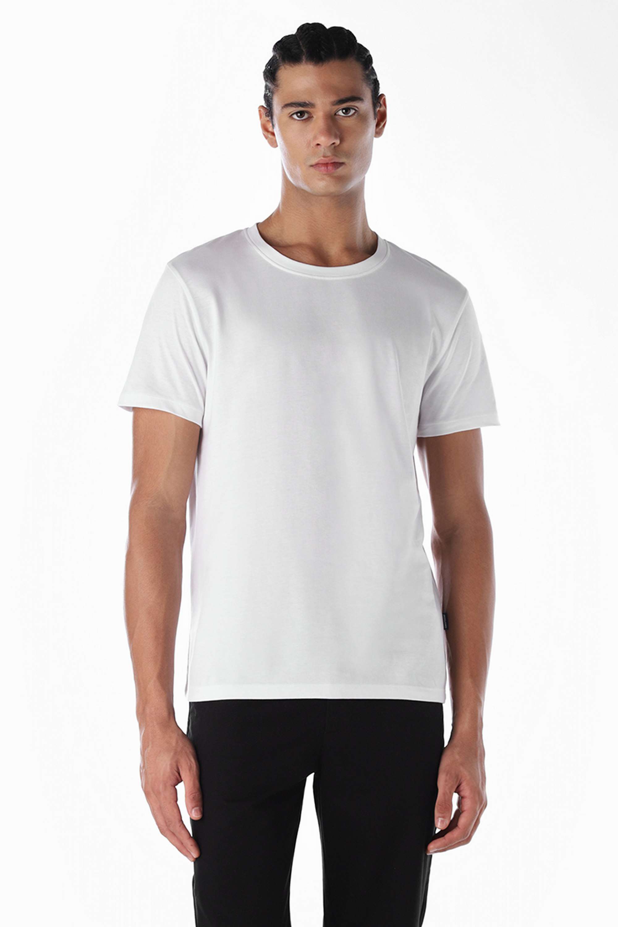 Solid-Polyester-Round-Neck-Men-s-T-Shirt