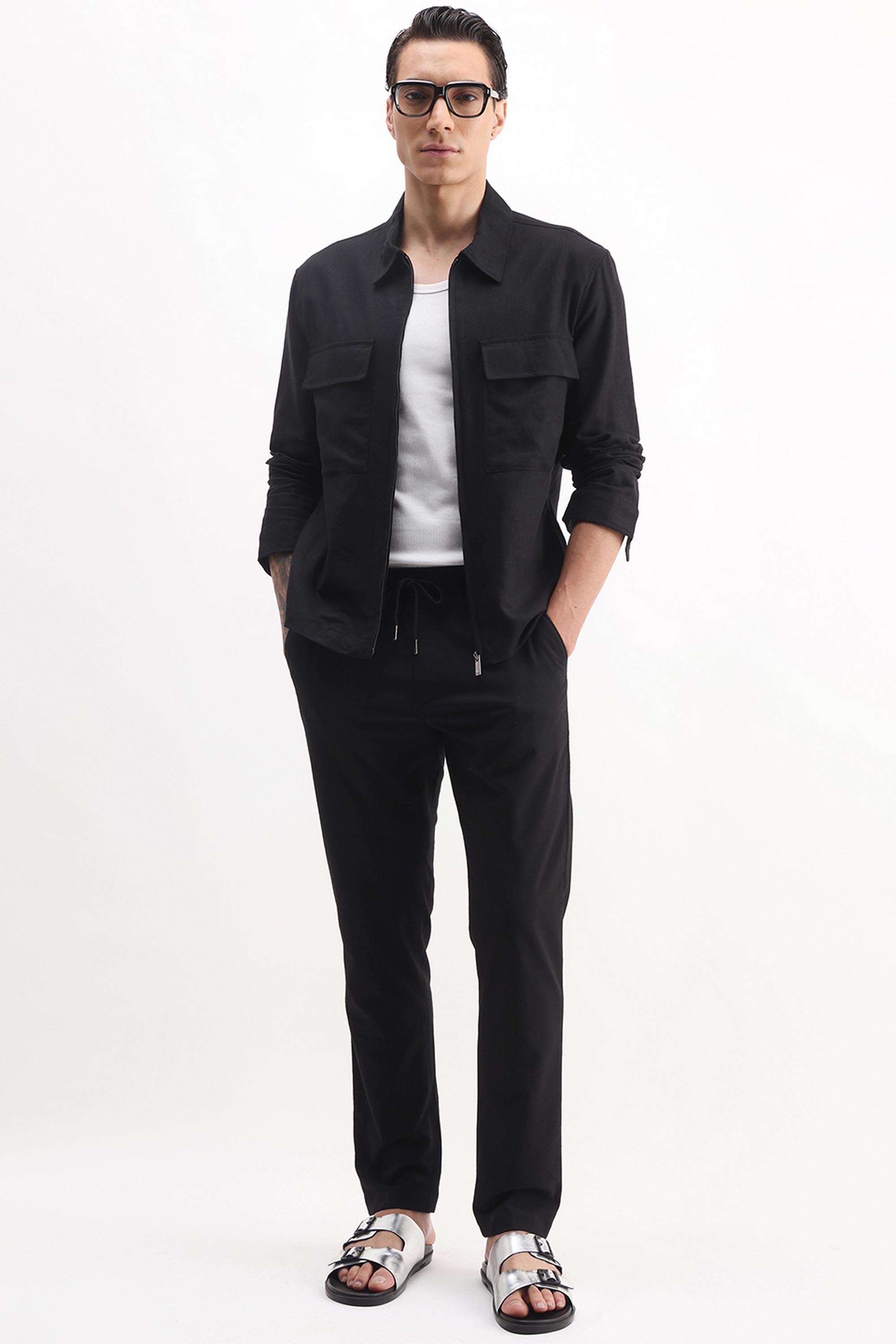 Solid-Linen-Regular-Fit-Men-s-Jacket