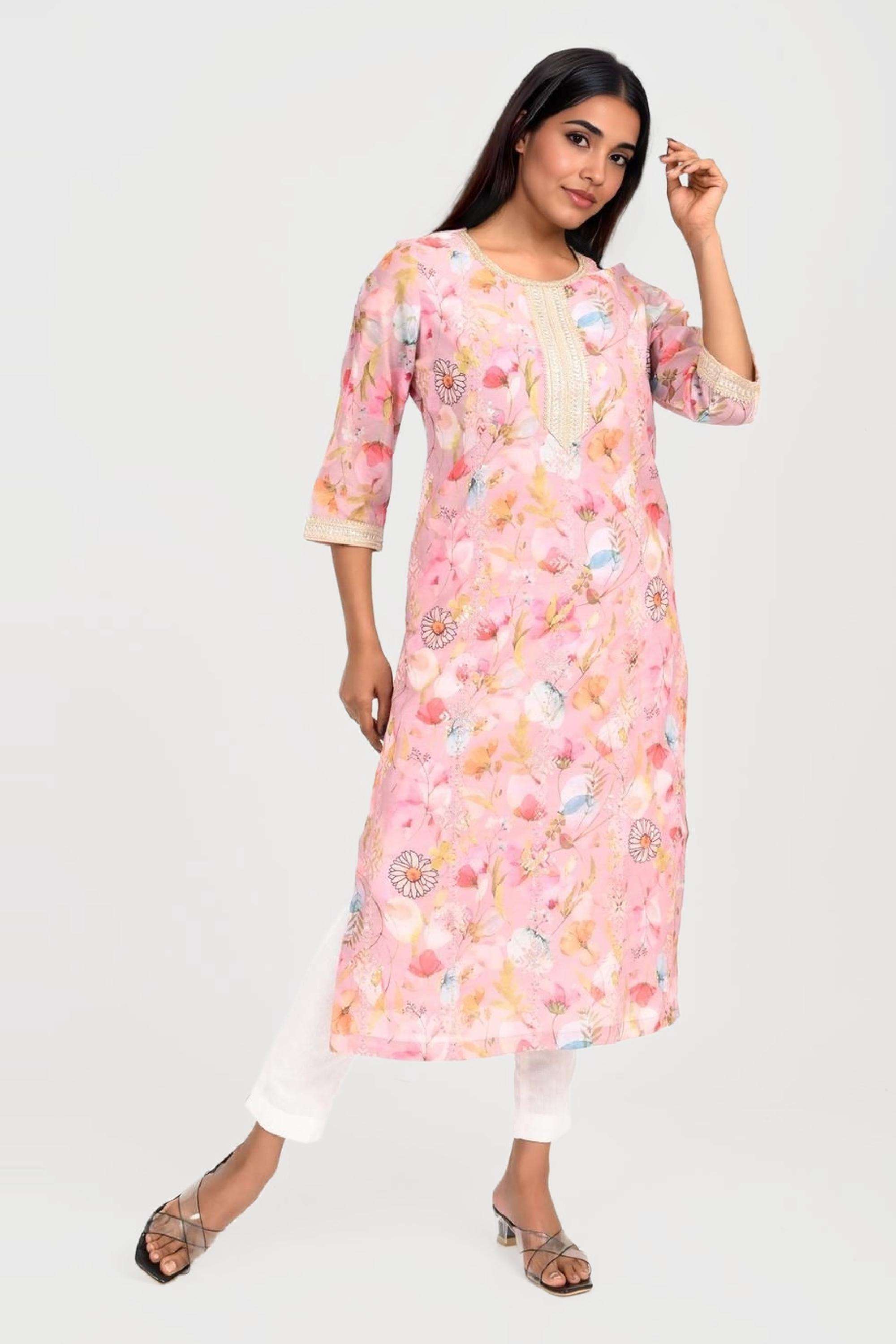 Printed-Polyester-Round-Neck-Women-s-Kurta