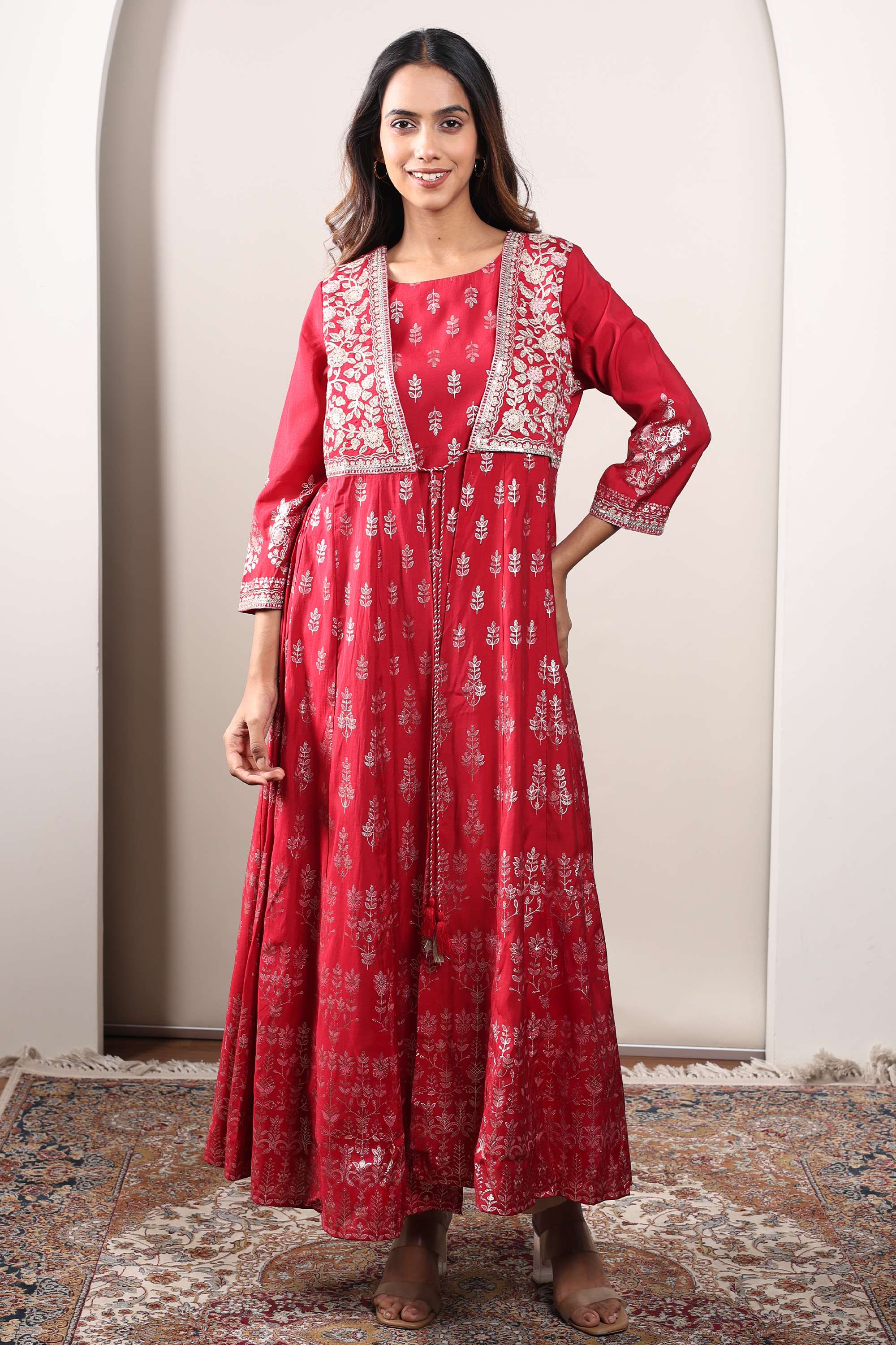 Printed-Chanderi-Round-Neck-Women-s-Casual-Wear-Kurta