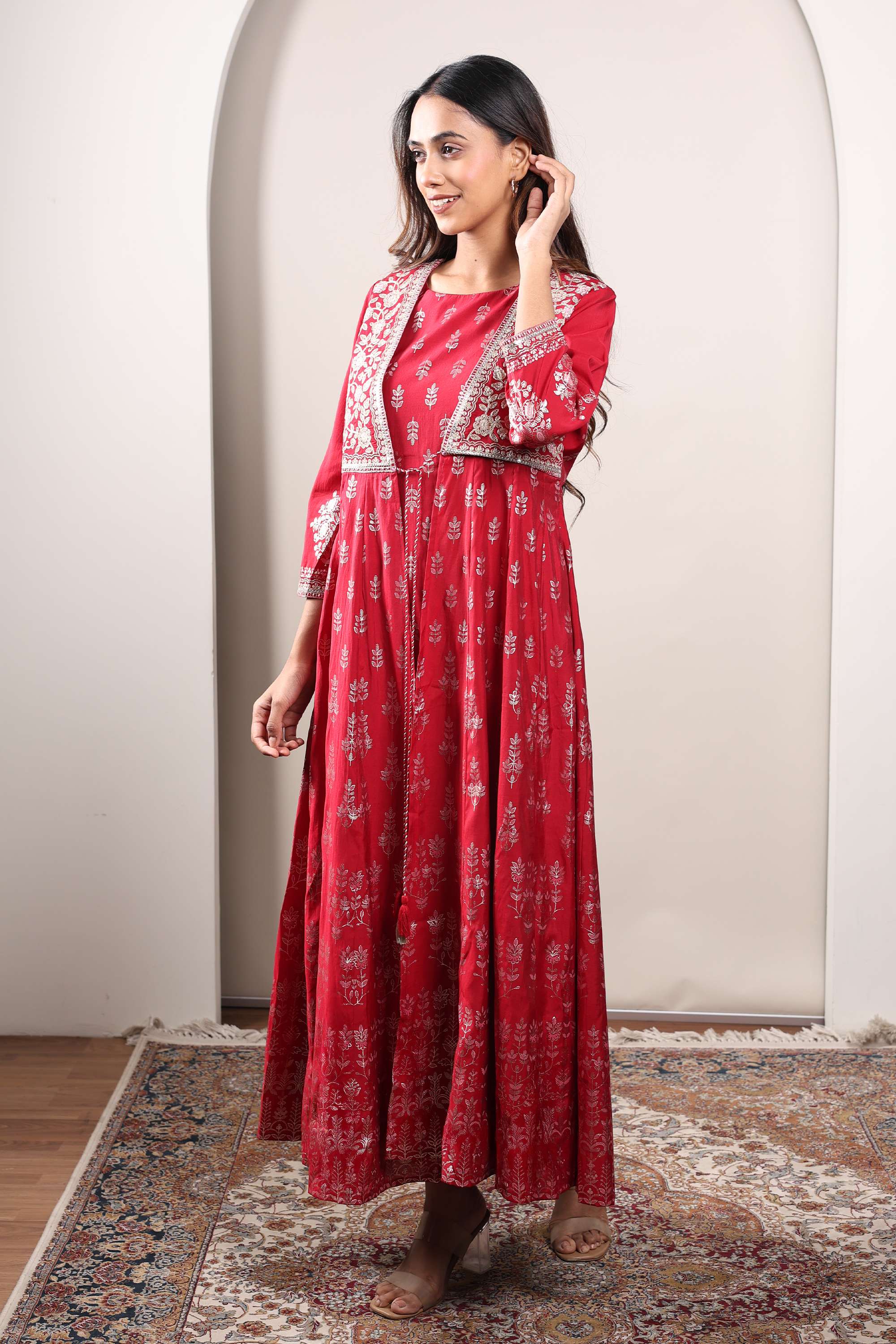 Printed-Chanderi-Round-Neck-Women-s-Casual-Wear-Kurta