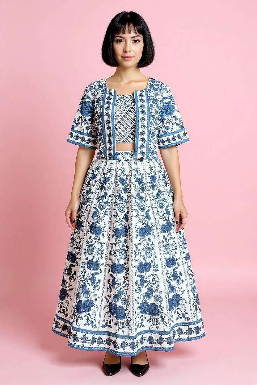 Printed-Round-Neck-Cotton-Women-Lehenga-Choli-Set