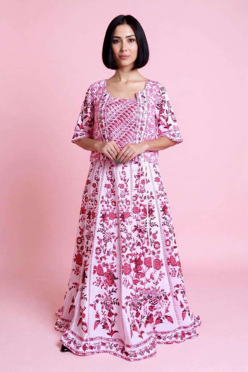 Printed-Round-Neck-Cotton-Women-Lehenga-Choli-Set