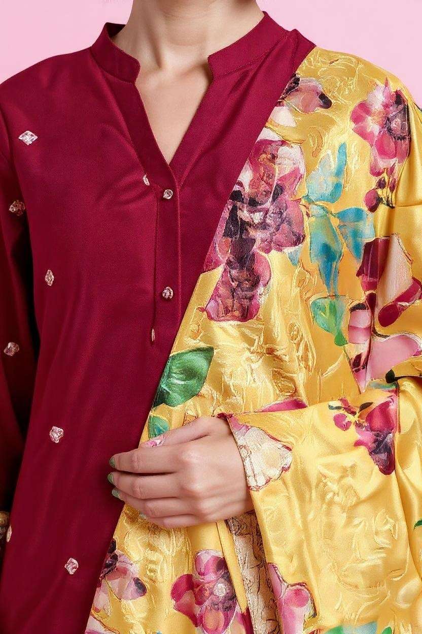Embroidered-Round-Neck-Viscose-Women-Kurta-Set