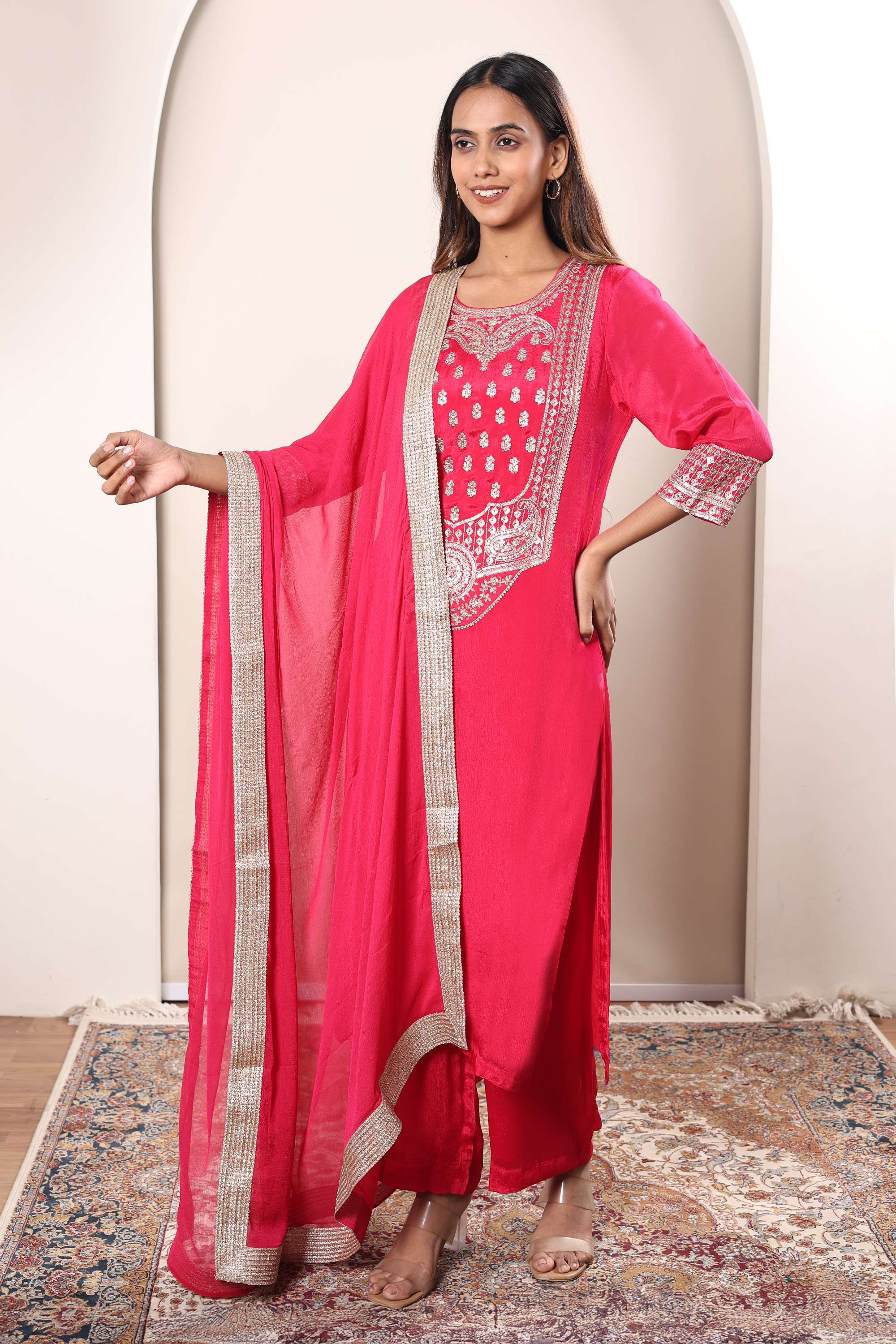 Solid-Regular-Fit-Polyester-Women-s-Casual-Wear-Kurta-set