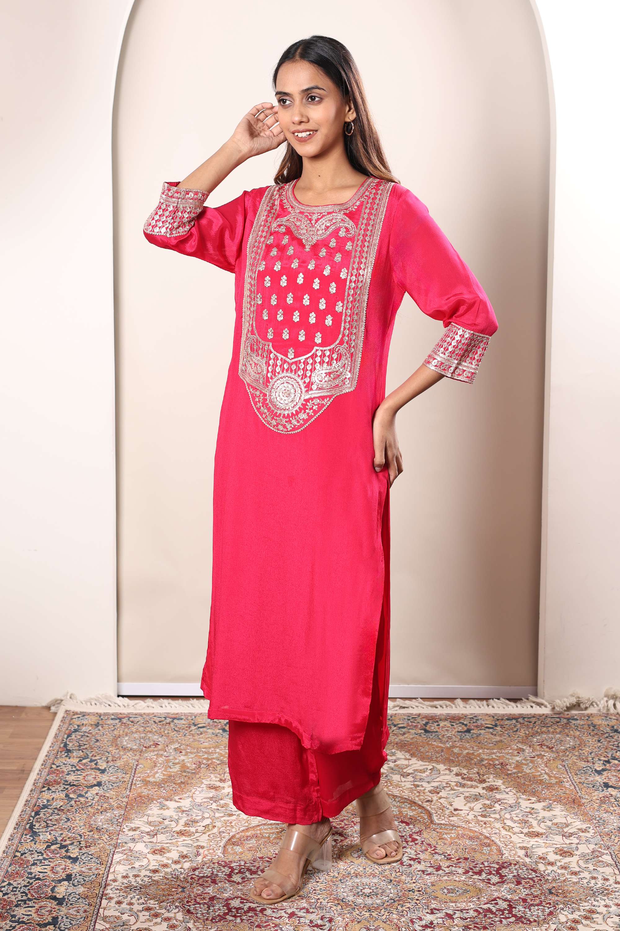 Solid-Regular-Fit-Polyester-Women-s-Casual-Wear-Kurta-set