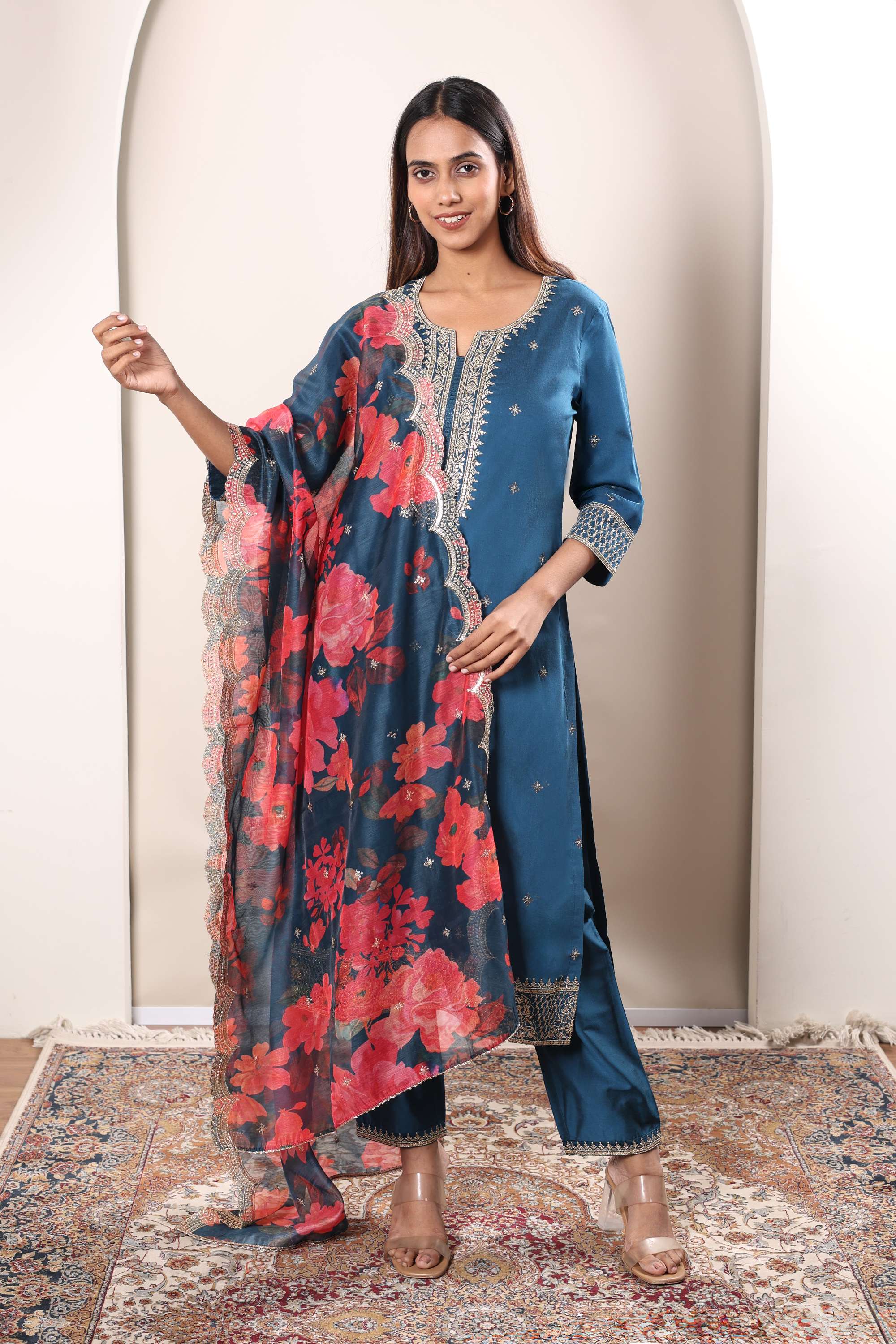 Solid-Regular-Fit-Polyester-Women-s-Casual-Wear-Kurta-set
