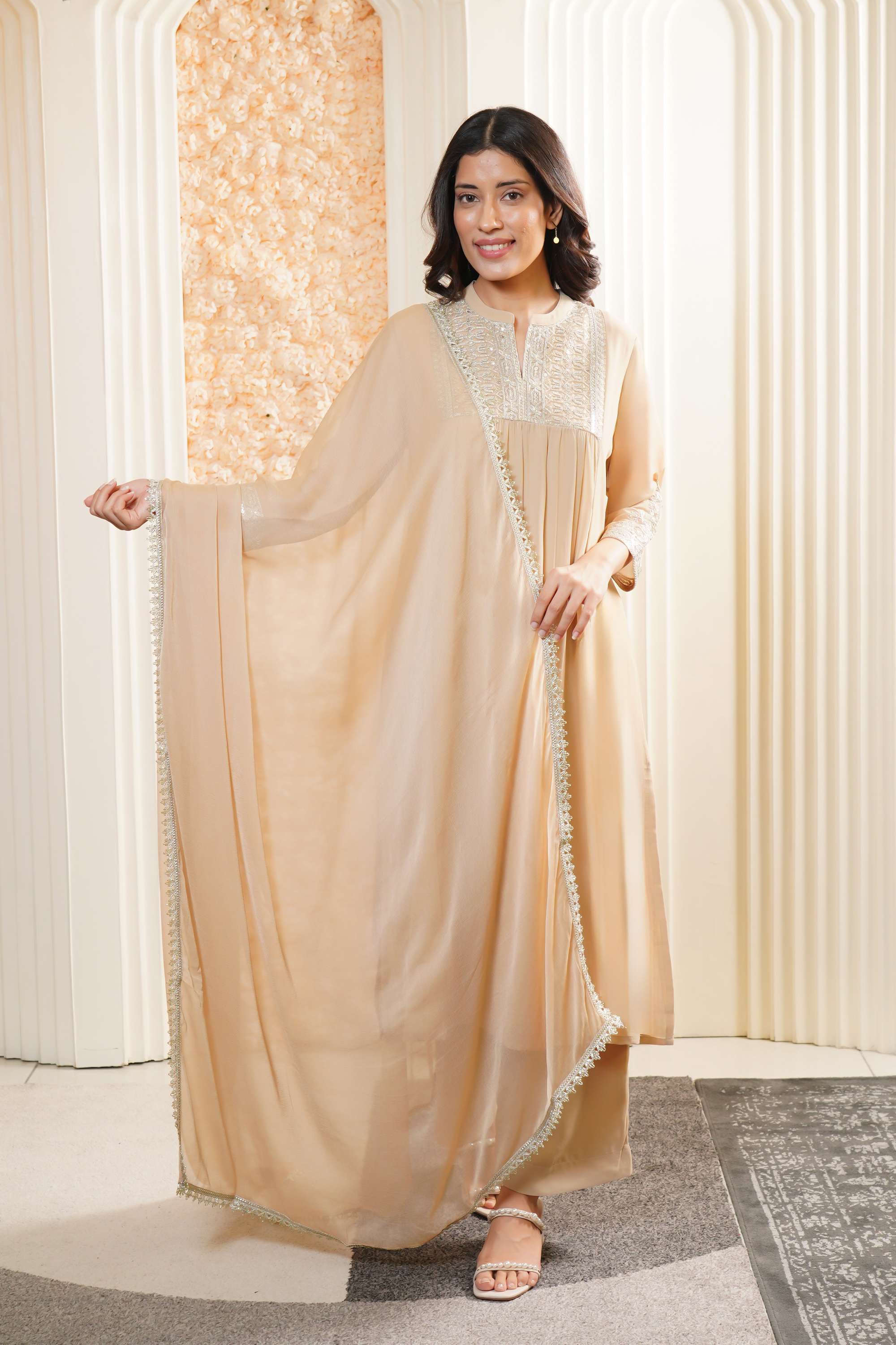 Solid-Georgette-Round-Neck-Women-Everyday-Co-Ord-Set