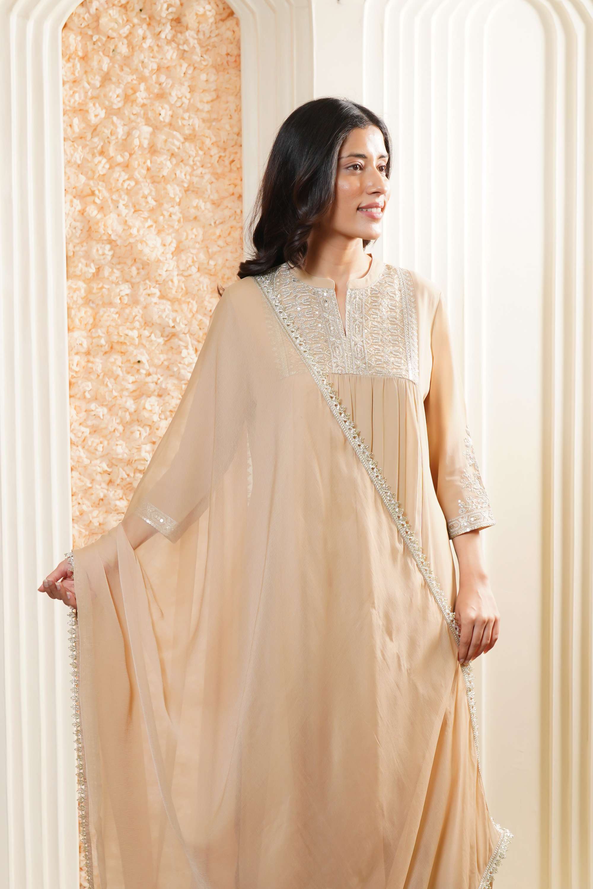 Solid-Georgette-Round-Neck-Women-Everyday-Co-Ord-Set