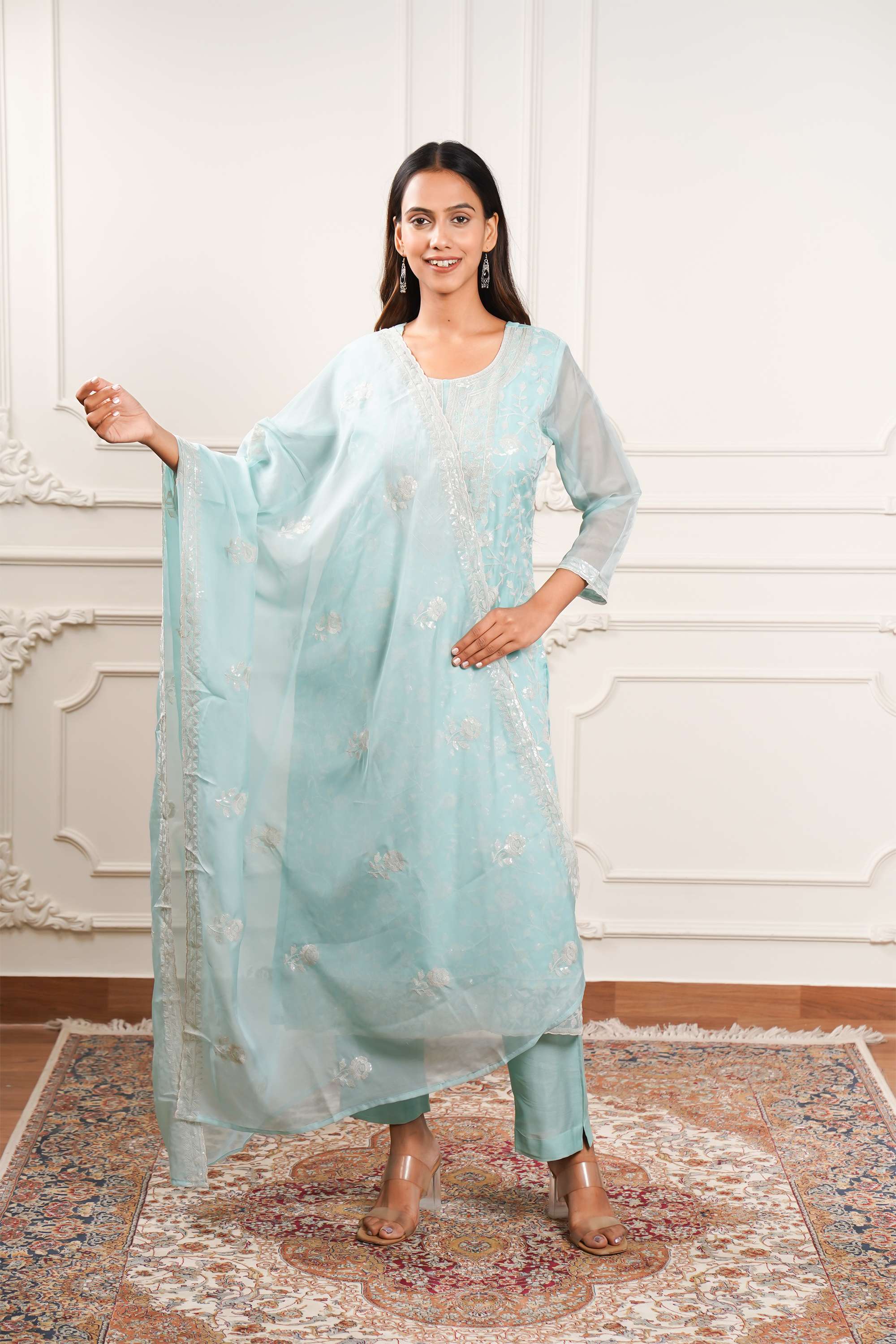 Embroidered-Blended-Fabric-Round-Neck-Women-Casual-Wear-Kurta-Set