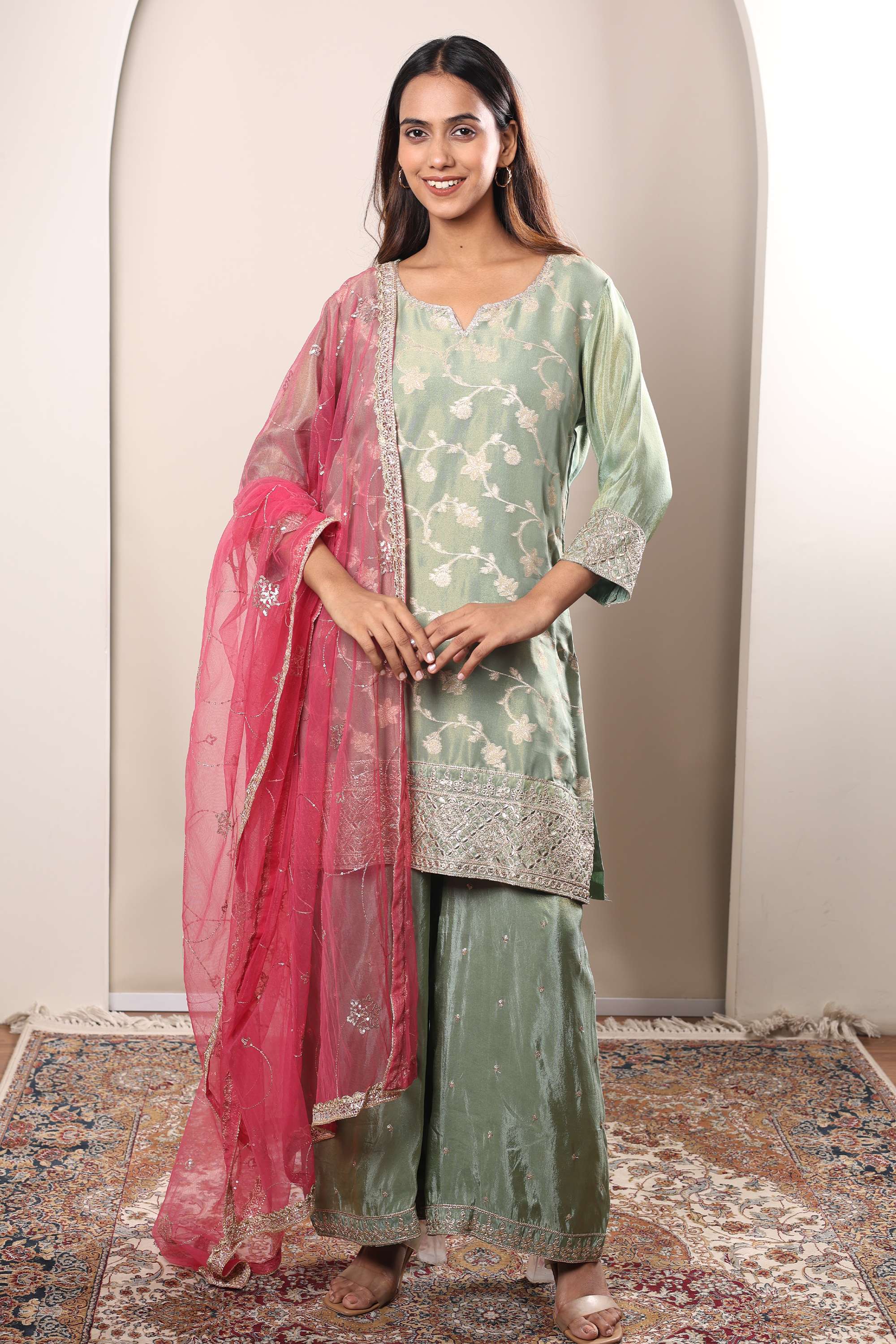 Printed-Jacquard-Women-s-Kurta-Set