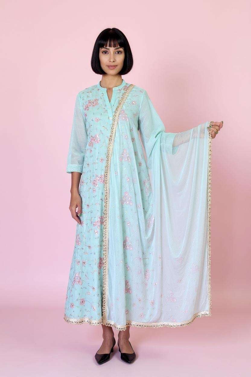 Embroidered-3/4-Sleeves-Viscose-Women-Calf-Length-Palazzos