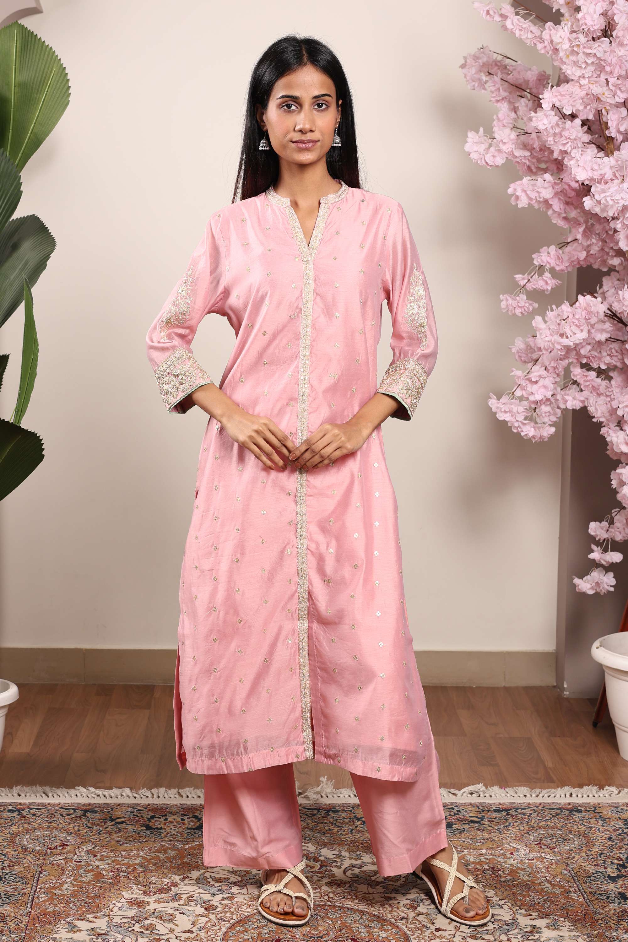 Embroidered-Chanderi-Straight-Fit-Women-s-Kurta-Palazzo-Dupatta-Set