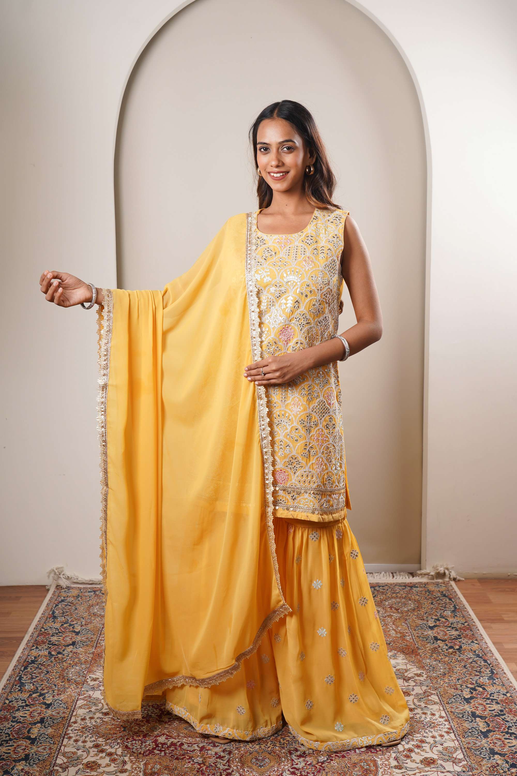 Embroidered-Knee-Length-Georgette-Women-s-Kurta-Set