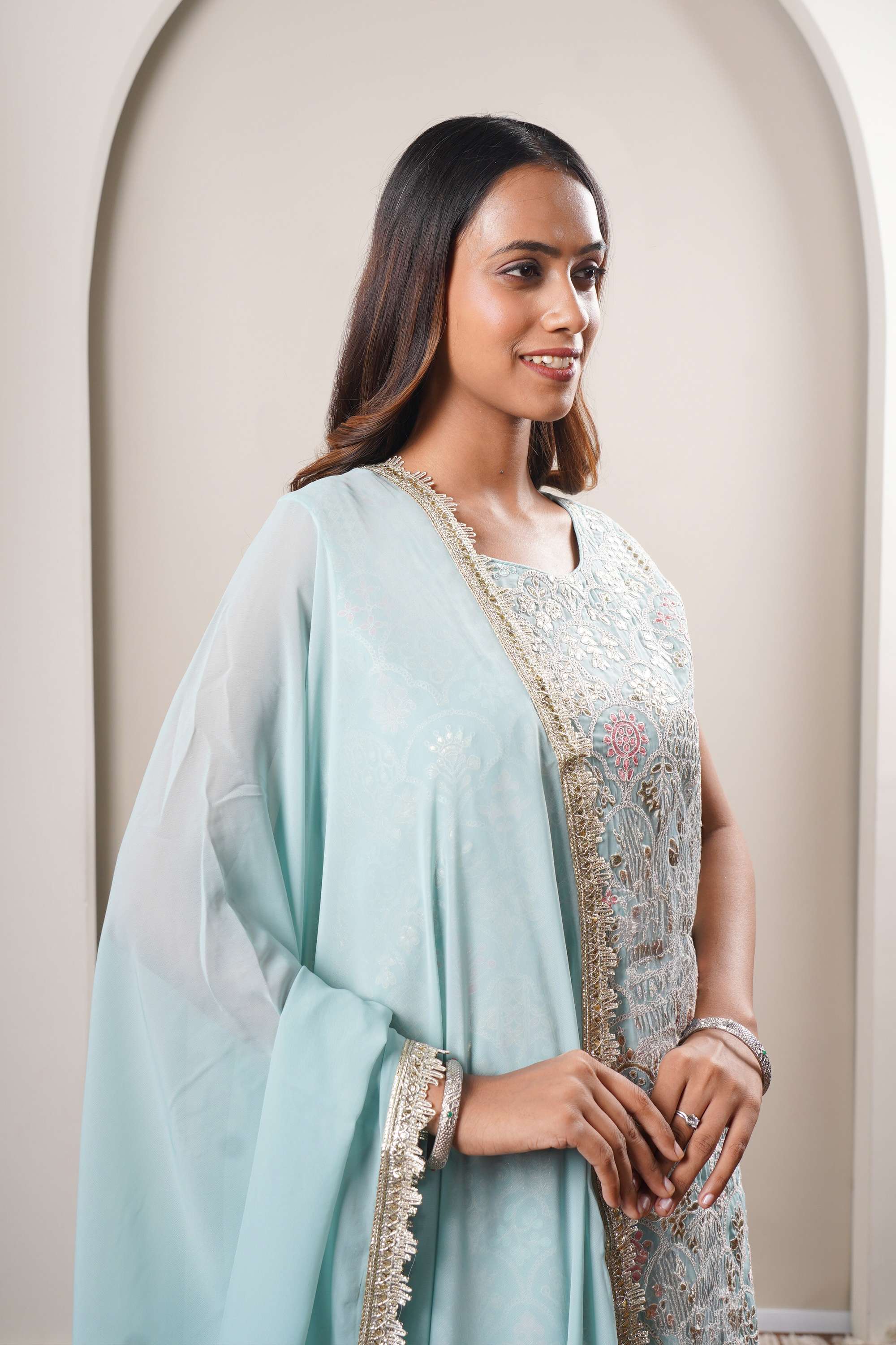 Embroidered-Knee-Length-Georgette-Women-s-Kurta-Set