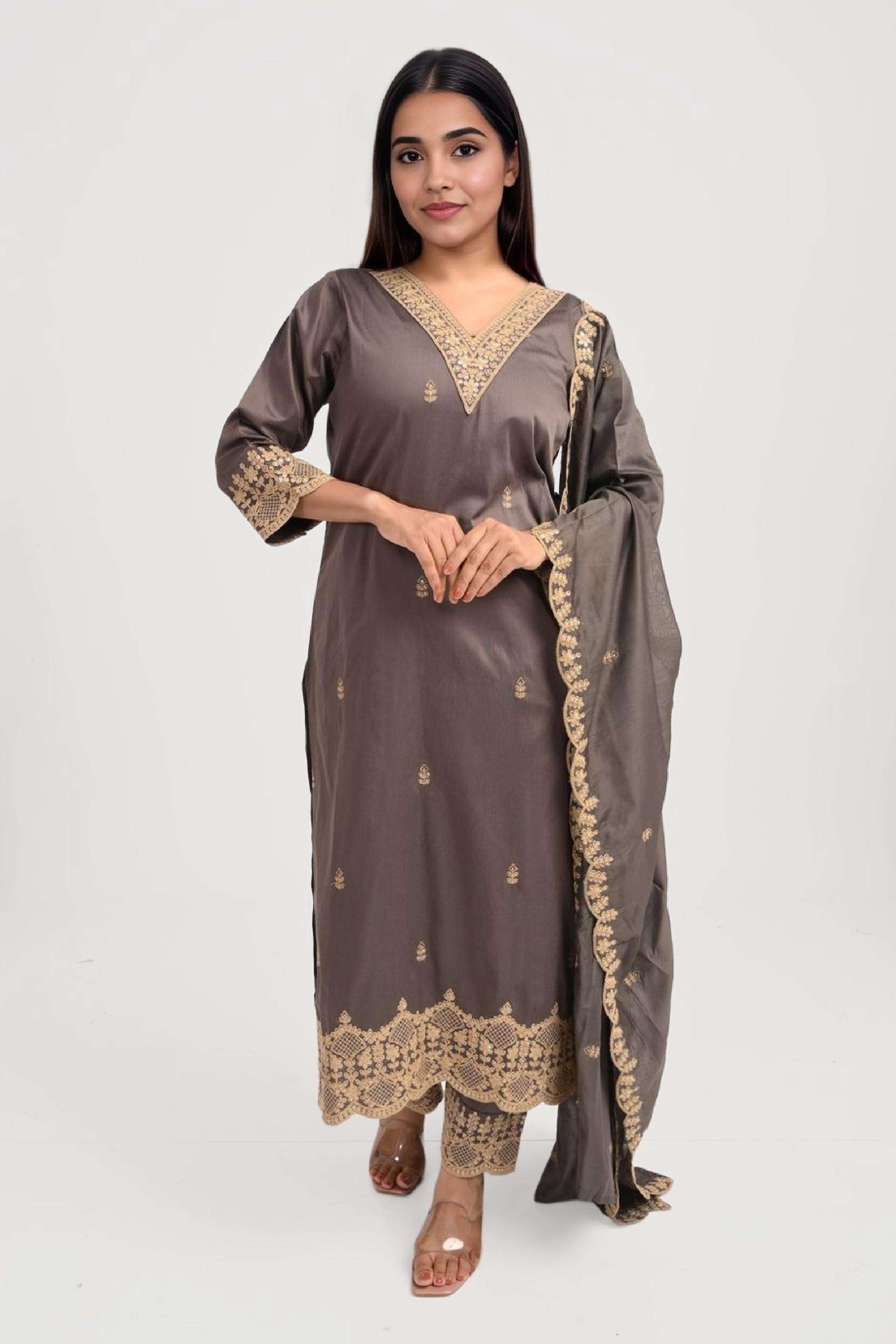 Embroidered-Blended-Fabric-Straight-Fit-Women-s-Kurta-Set