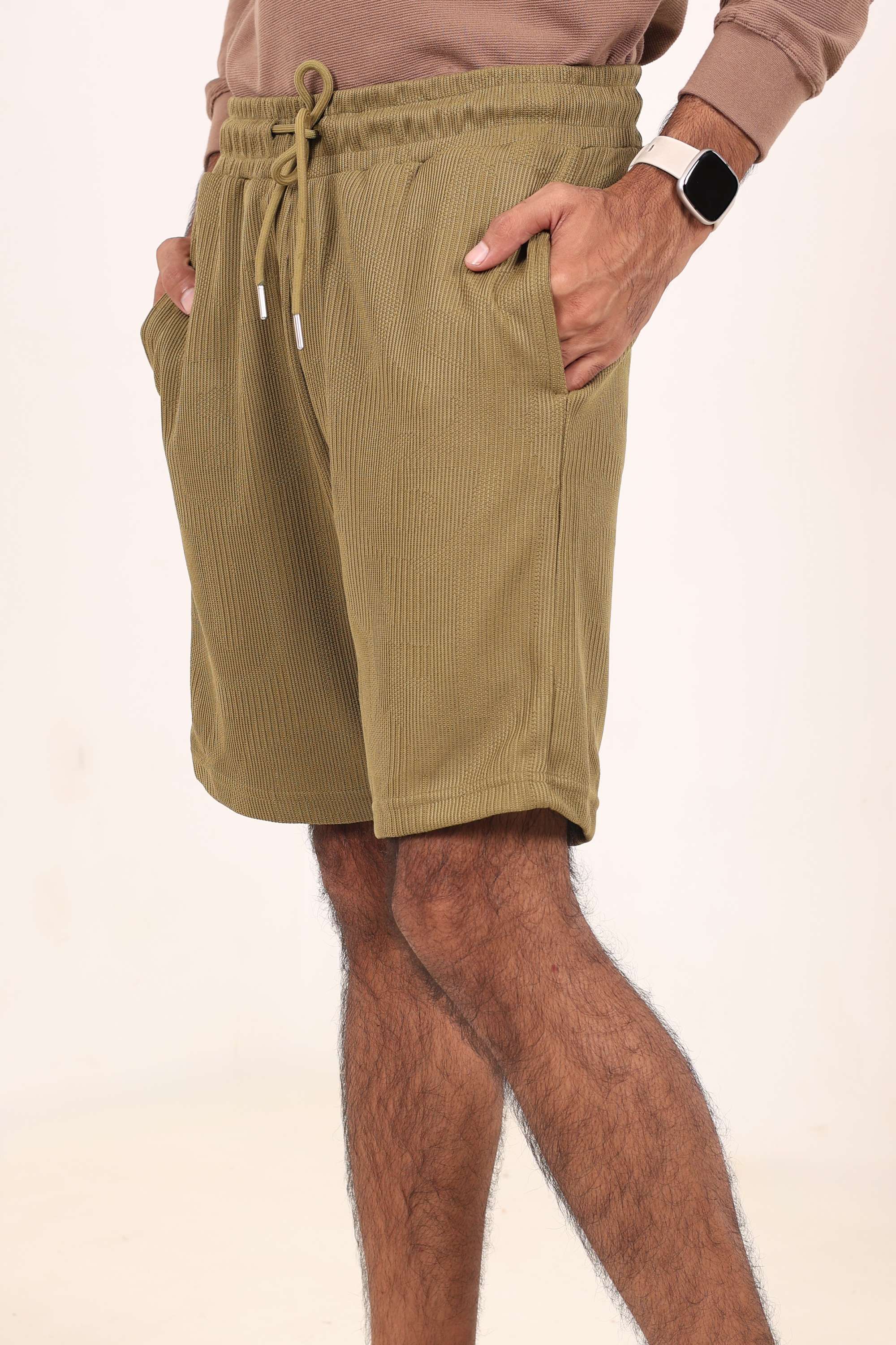 Solid-Poly-Cotton-Drawstring-Men-s-Shorts
