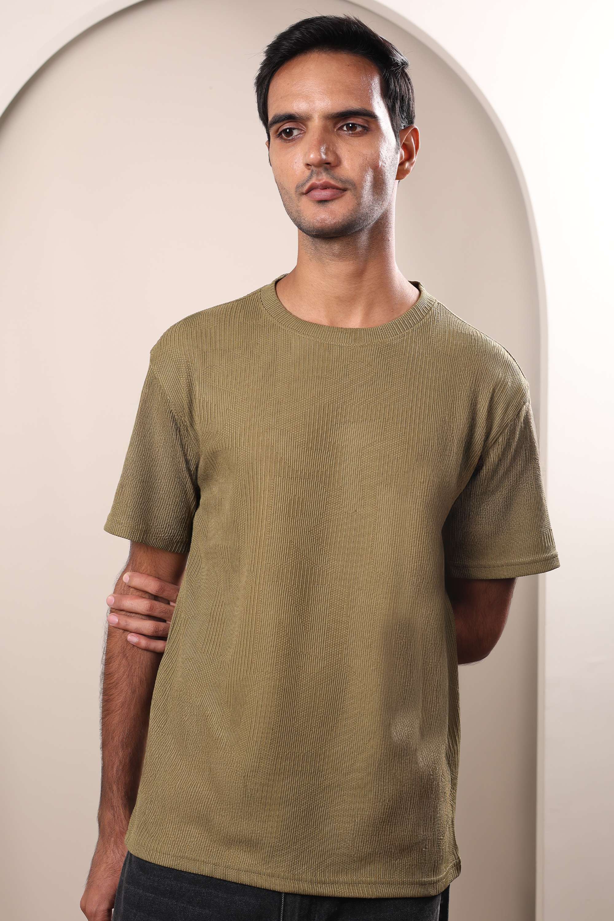 Solid-Cotton-Blend-Round-Neck-Men-s-T-Shirt