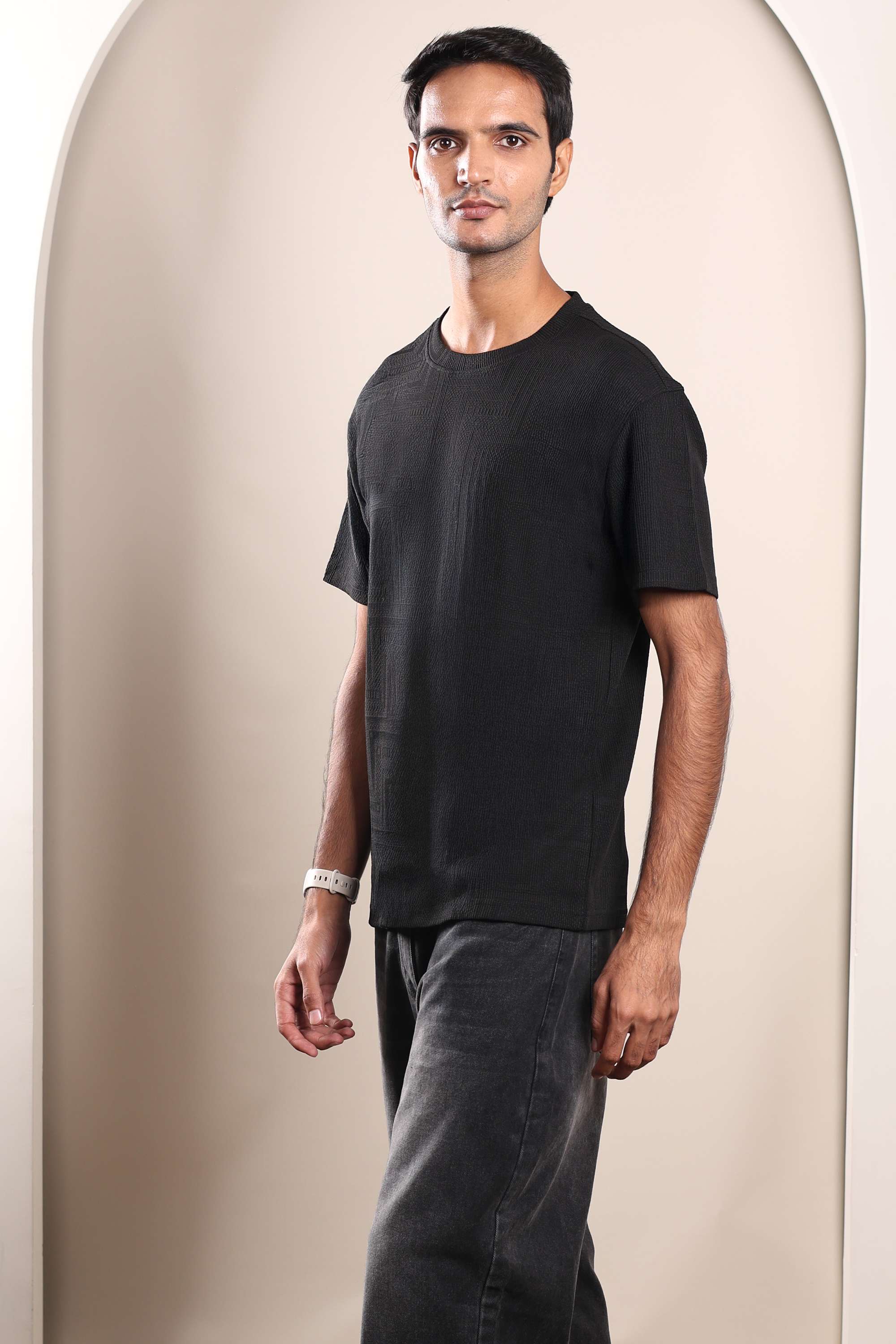 Solid-Cotton-Blend-Round-Neck-Men-s-T-Shirt
