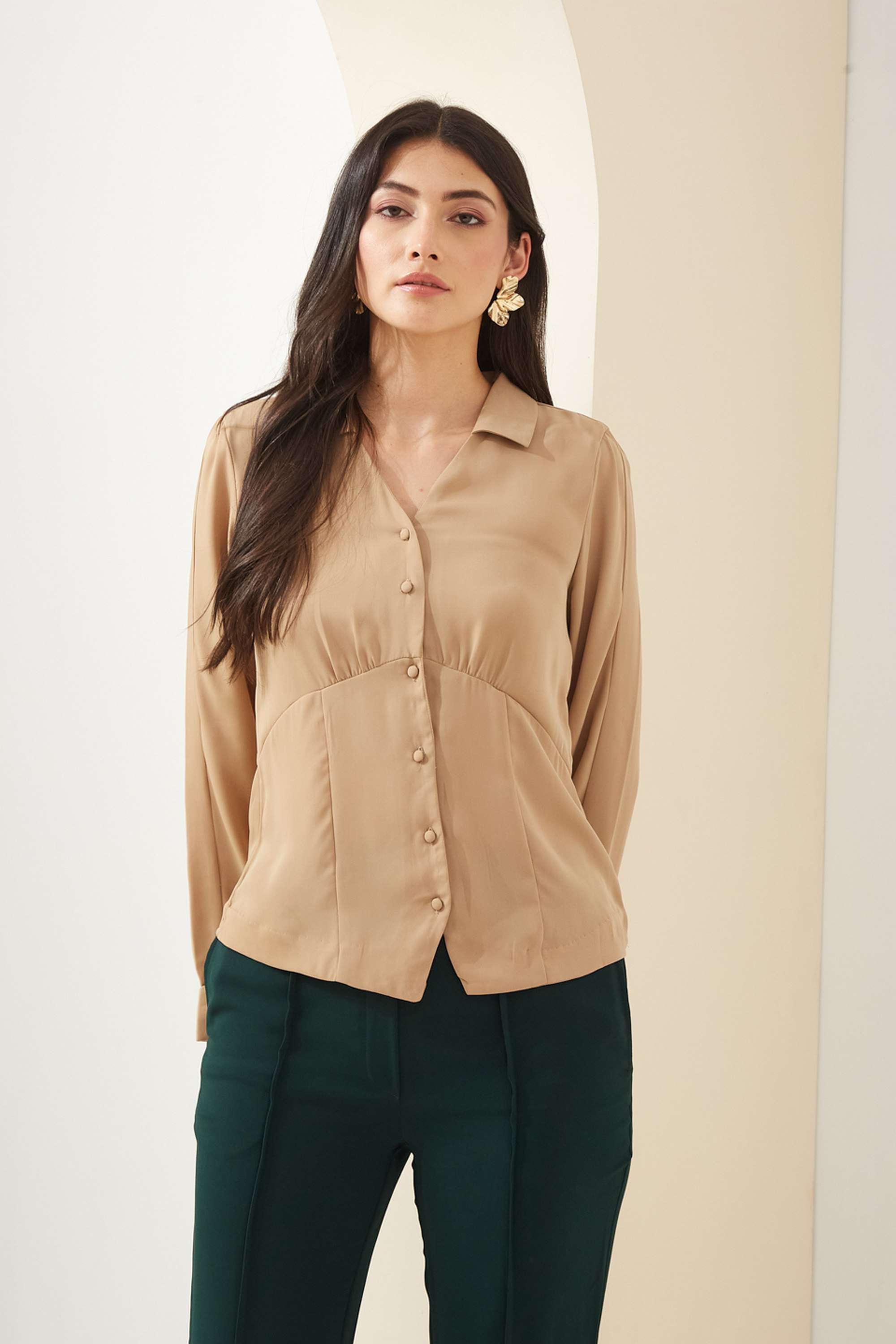 latin quarters Solid Collared Polyester Women Casual Wear Shirt-picture-47