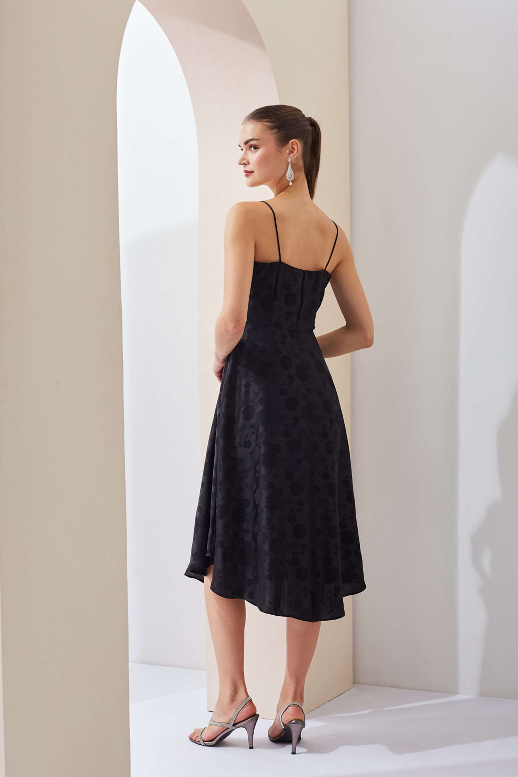 Self-Design-Square-Neck-Polyester-Women-s-Ankle-Length-Dress