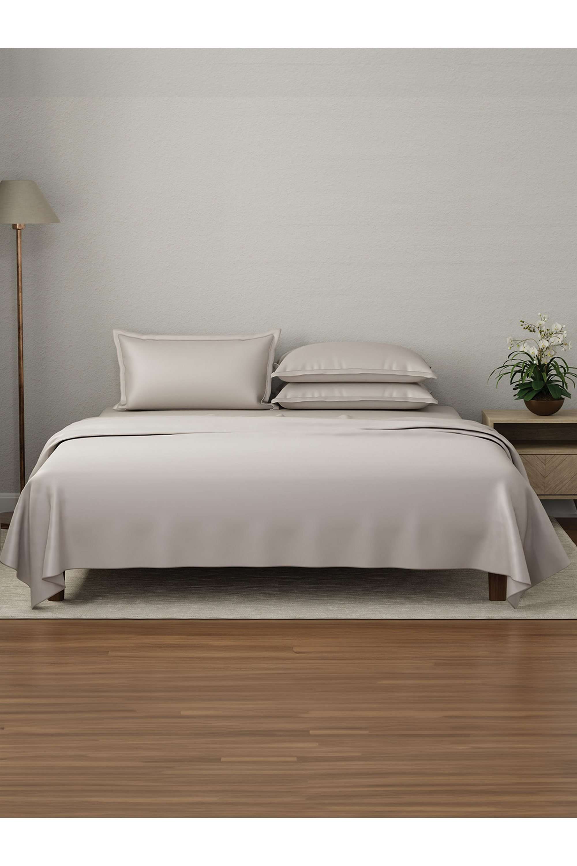 Luxe-Loom-100--Cotton-600-TC-Wild-Mushroom-(Dark-Grey)-Dyed-King-Bedsheet-Set