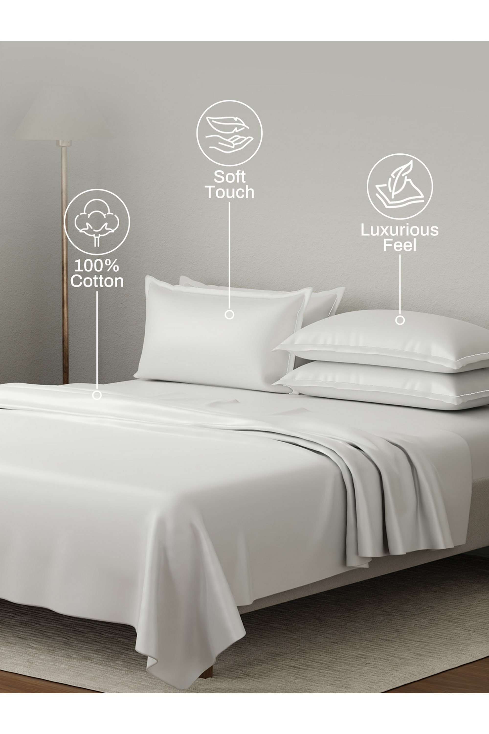 Luxe-Loom-100--Cotton-600-TC-Gypsum-(Light-Grey)-Dyed-King-Bedsheet-Set