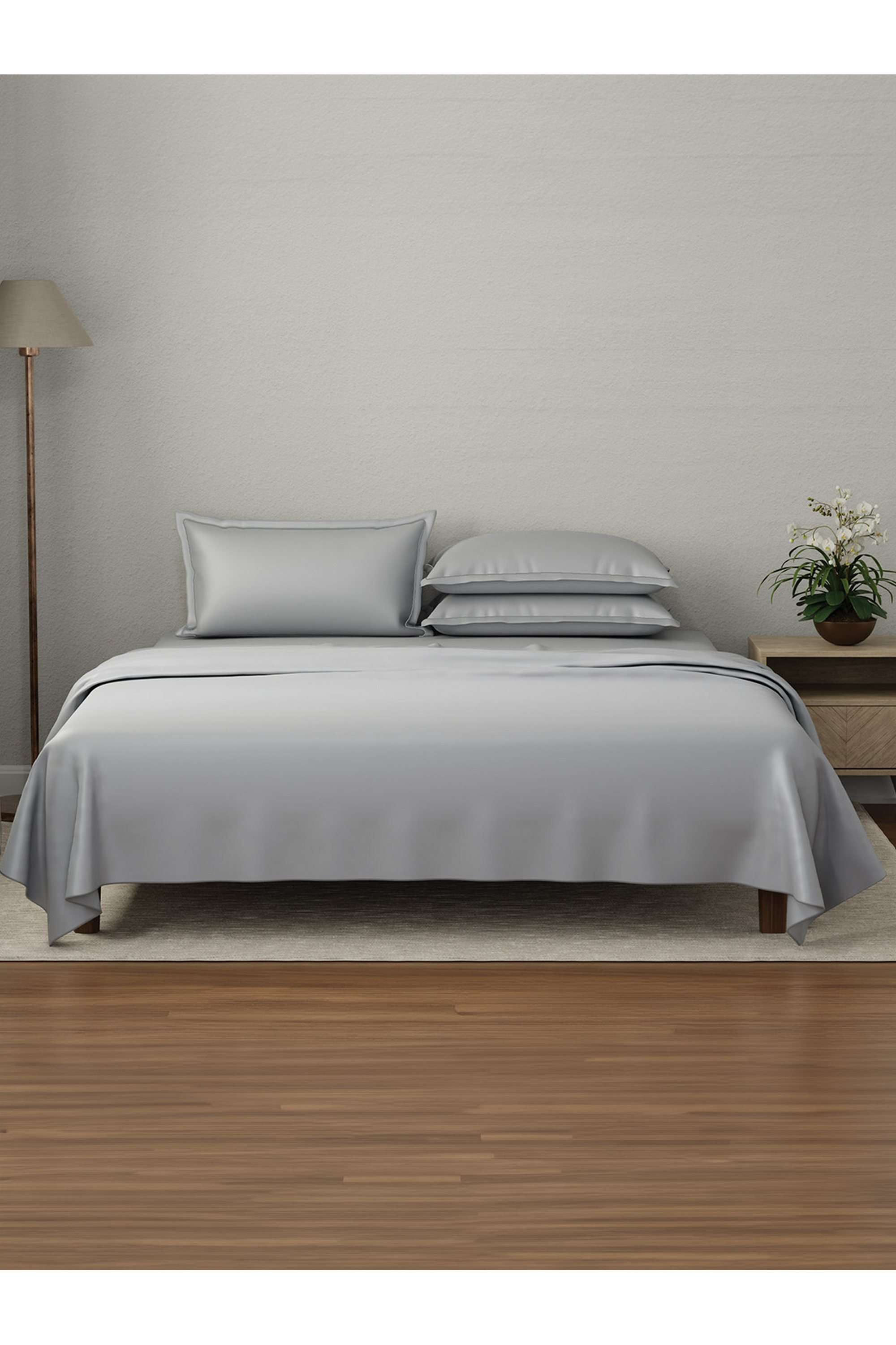 Luxe-Loom-100--Cotton-600-TC-Mouse-Grey-(Dark-Grey)-Dyed-King-Bedsheet-Set