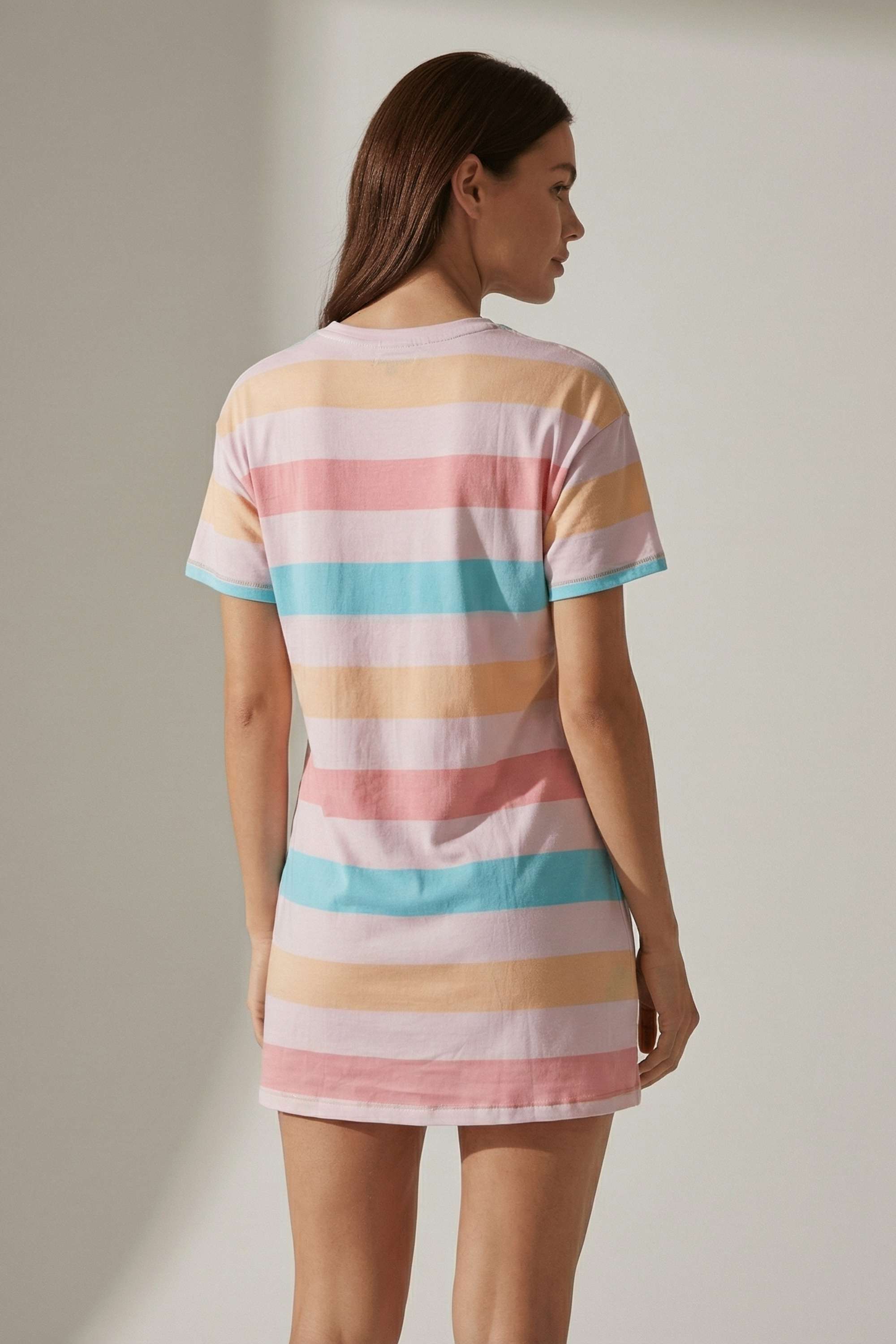 Stripes-Blended-Fabric-Regular-Fit-Women-s-Night-Dress