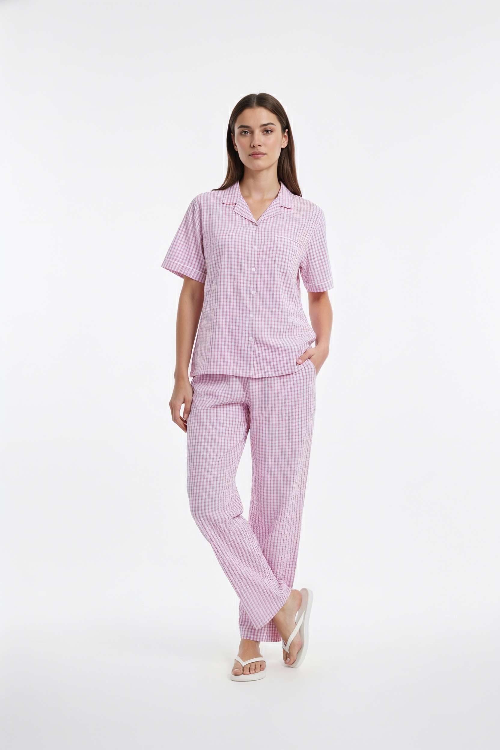 Solid-Collared-Cotton-Women-s-Co-Ord-Set