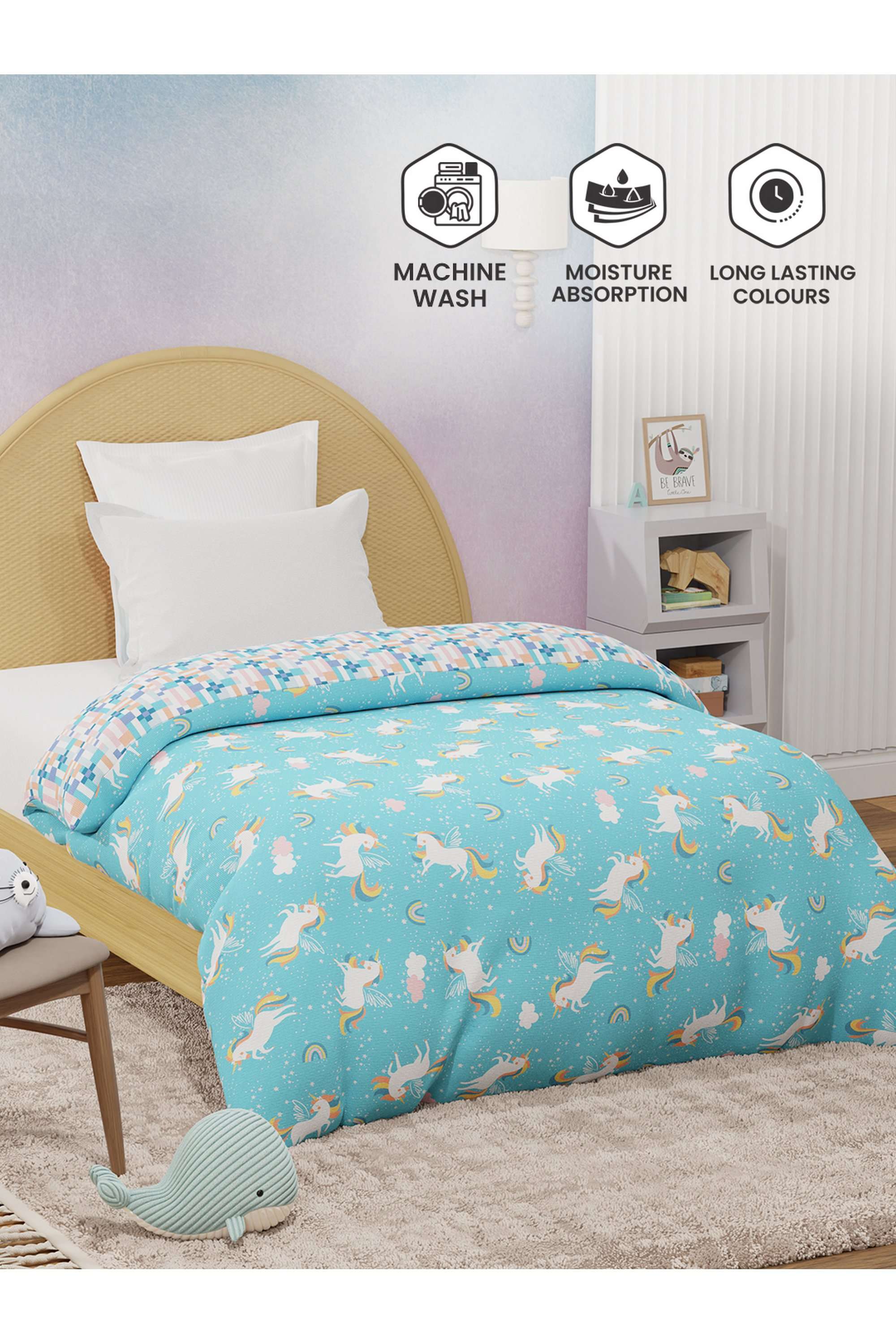 Rock-N-Room-100--Cotton-200-TC-Blue-Unicorn-Printed-Reversible-Single-Comforter