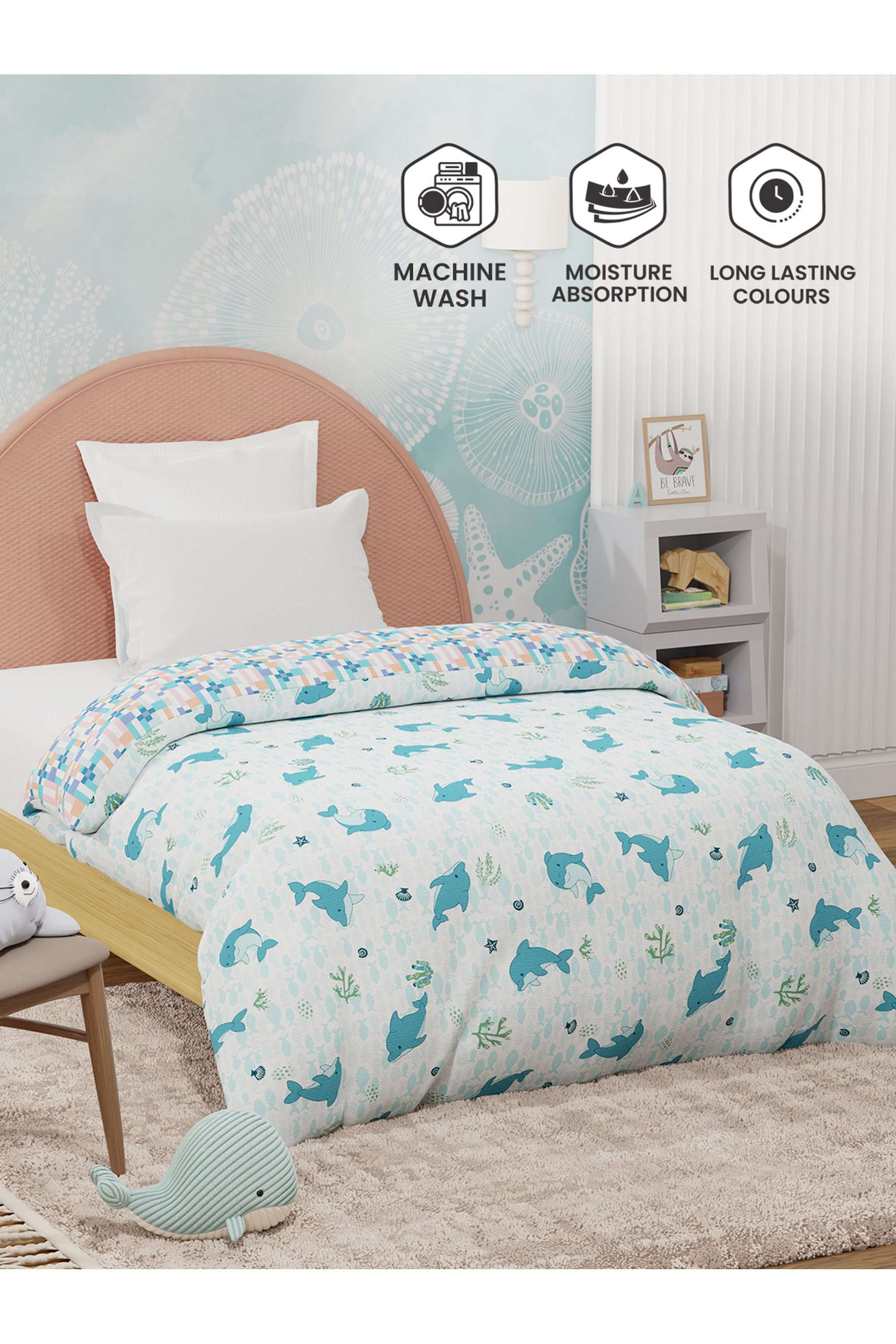 Rock-N-Room-100--Cotton-200-TC-Blue-&-White-Dolphin-Printed-Reversible-Single-Comforter