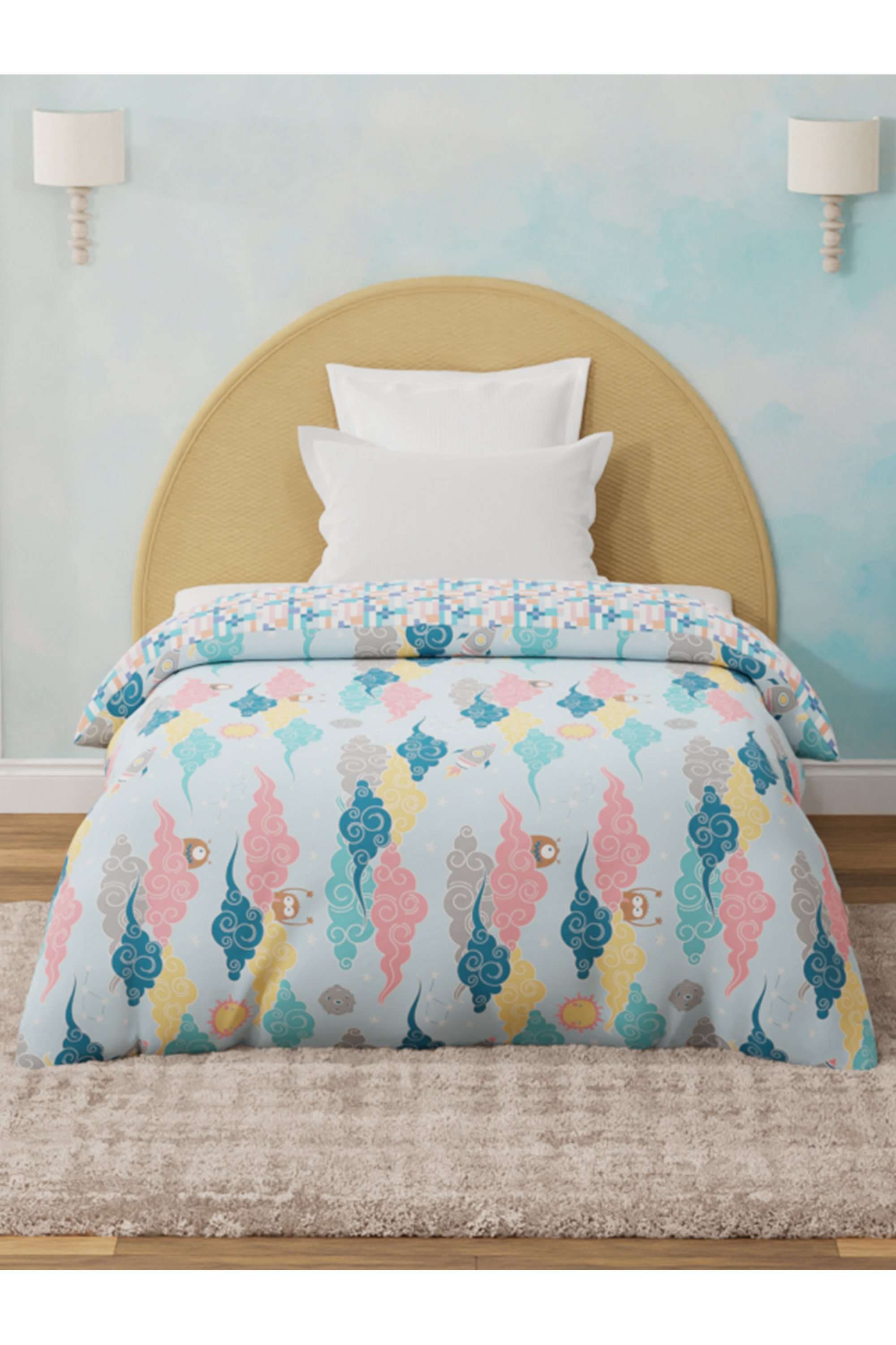 Rock-N-Room-100--Cotton-200-TC-Blue-Space-&-Rocket-Printed-Reversible-Single-Comforter