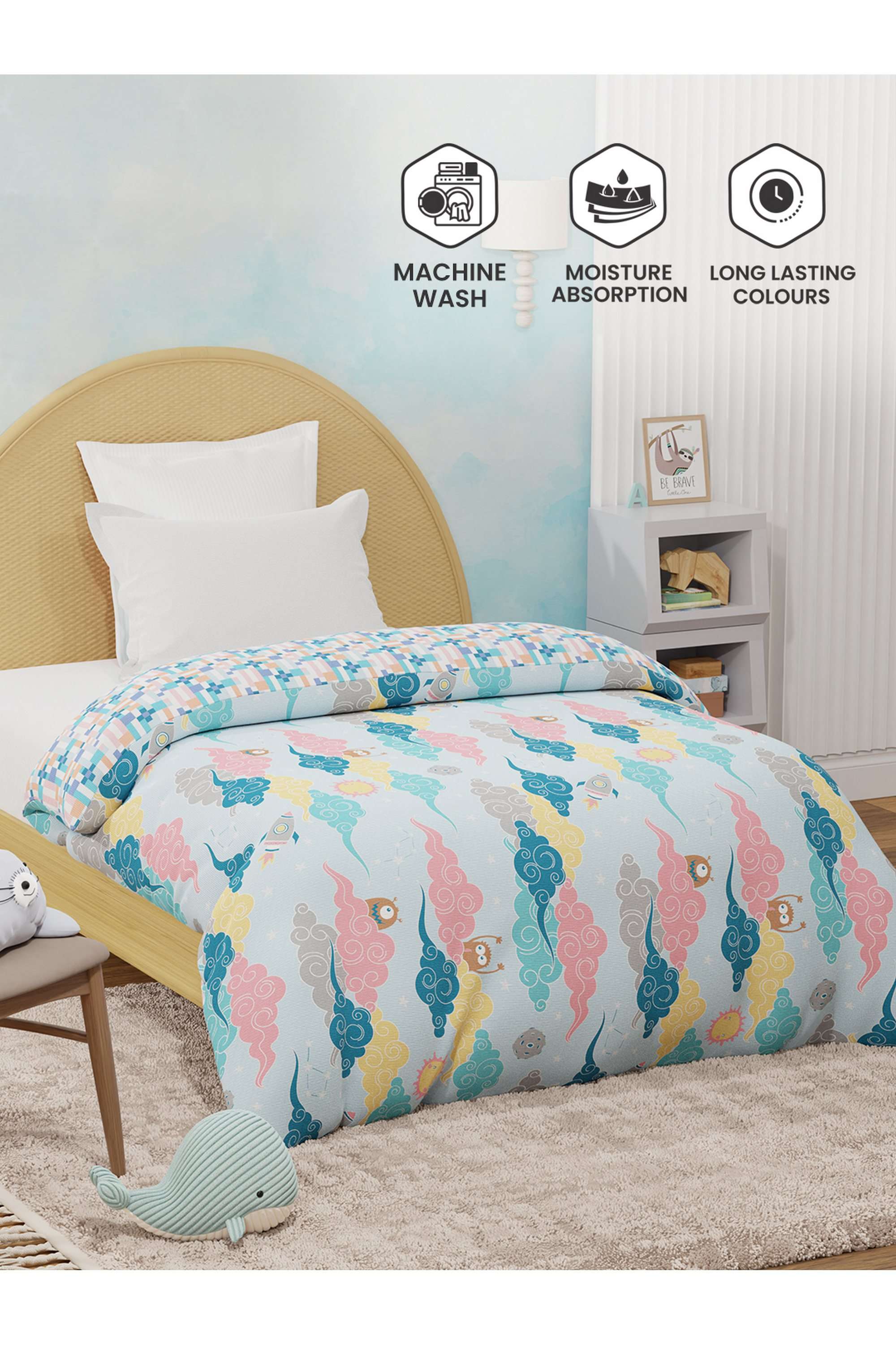 Rock-N-Room-100--Cotton-200-TC-Blue-Space-&-Rocket-Printed-Reversible-Single-Comforter