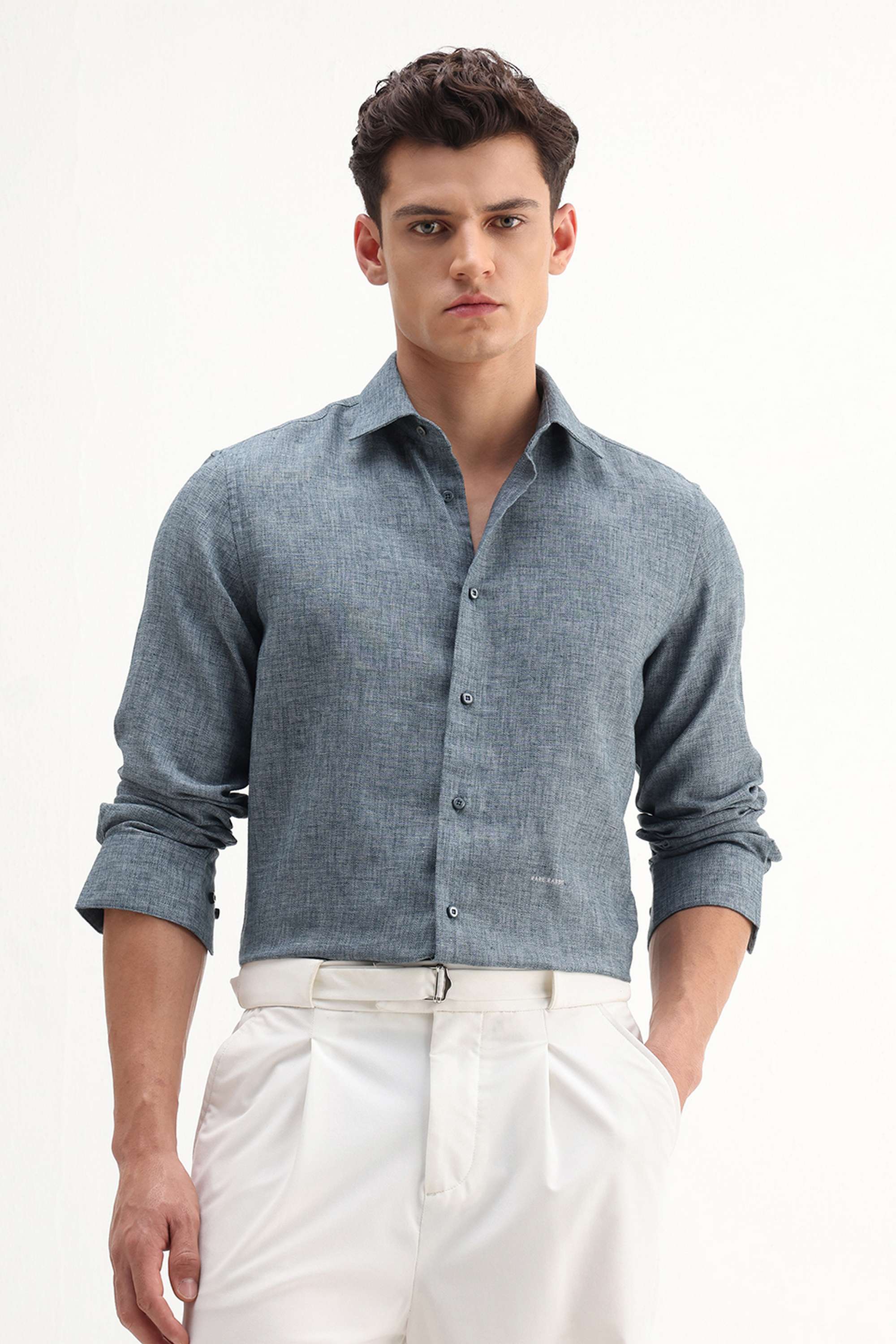 Solid-Polyester-Regular-Fit-Men-s-Casual-Shirt