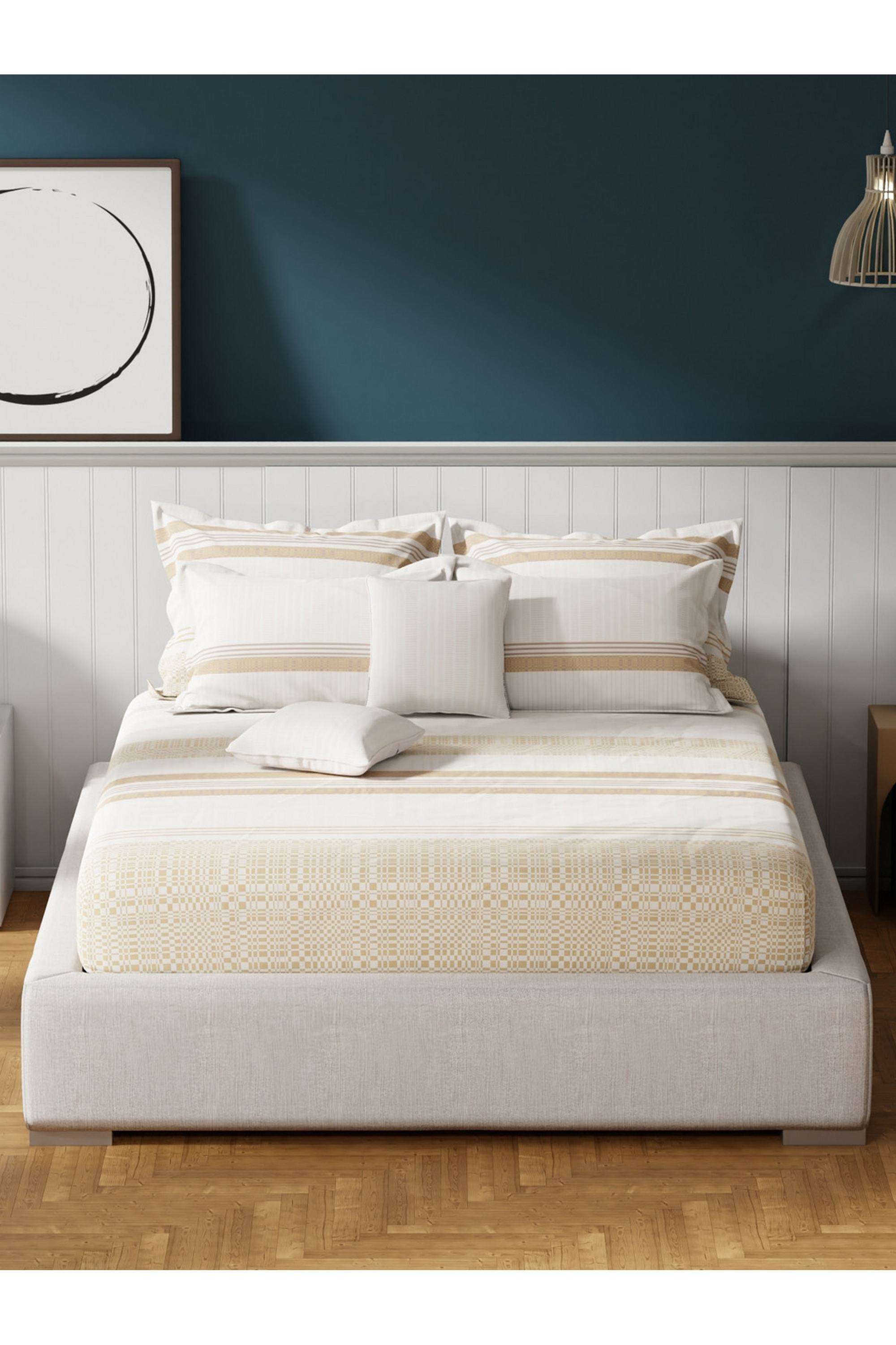 Royal-Essence-Fashion-Colours-100--Cotton-400-TC-Beige-&-White-Geometrical-King-Bedsheet-Set