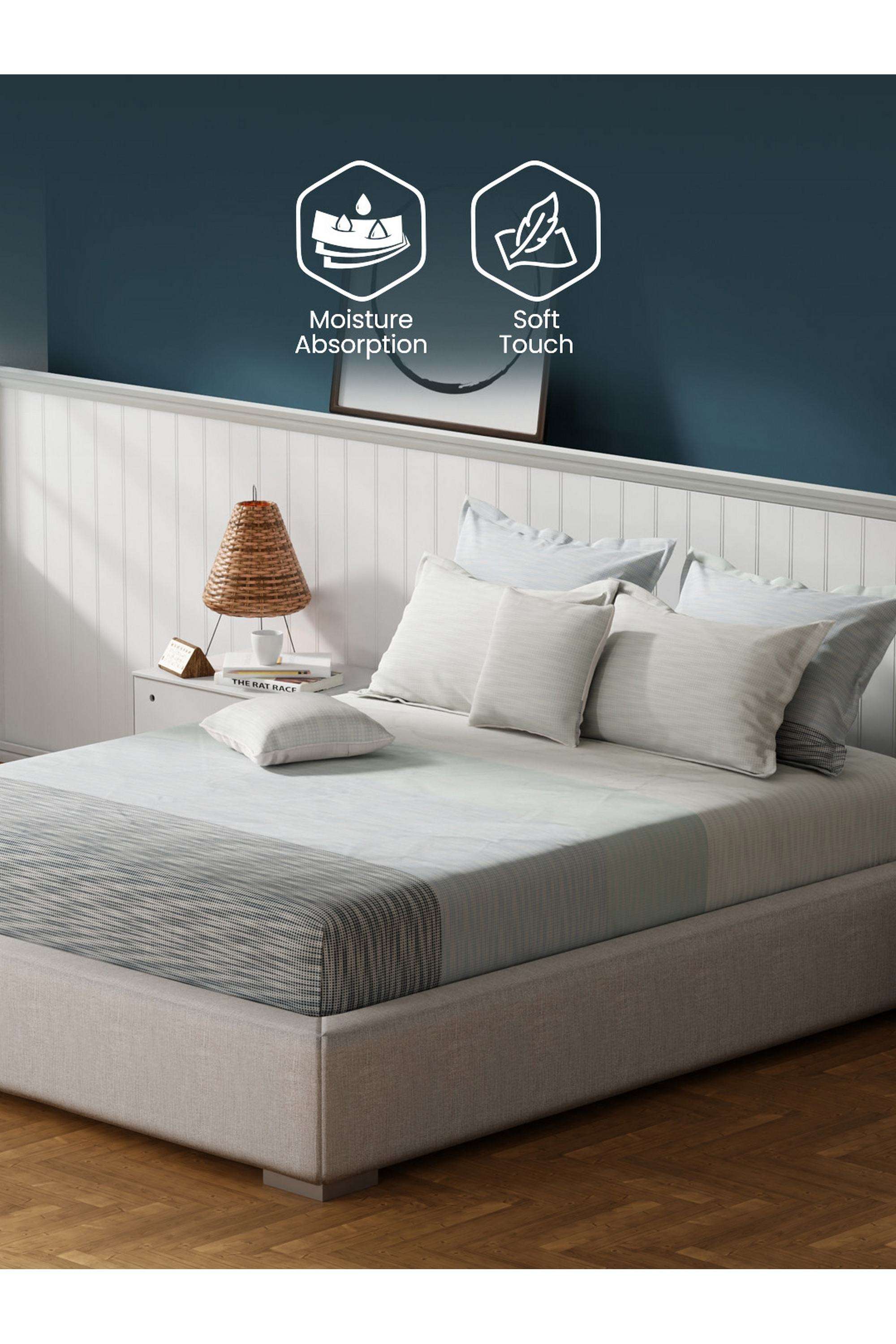 Royal-Essence-Fashion-Colours-100--Cotton-400-TC-Grey-Geometrical-King-Bedsheet-Set
