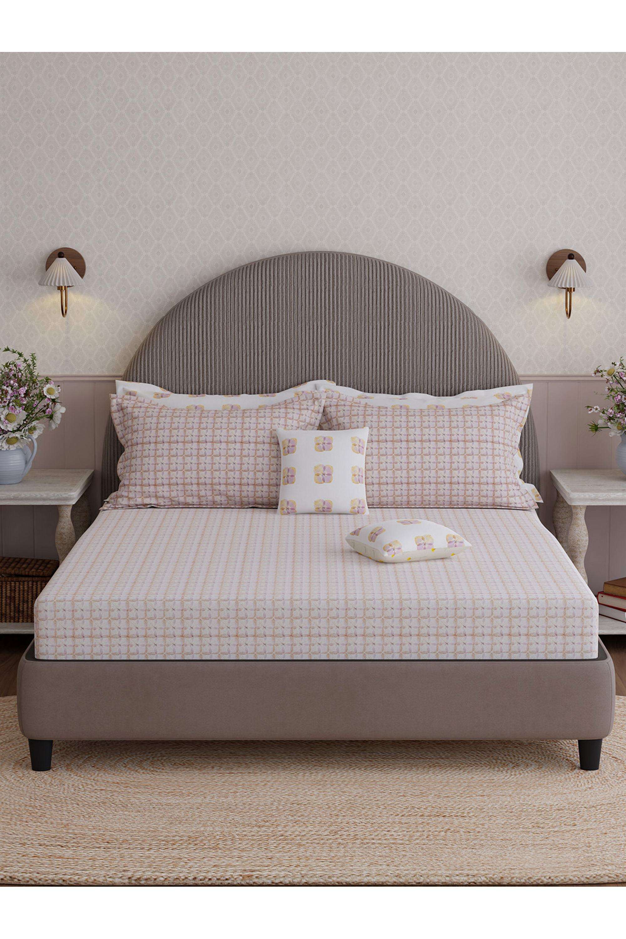Royal-Essence-Nature-Poetry-100--Cotton-400-TC-White-Floral-King-Bedsheet-Set