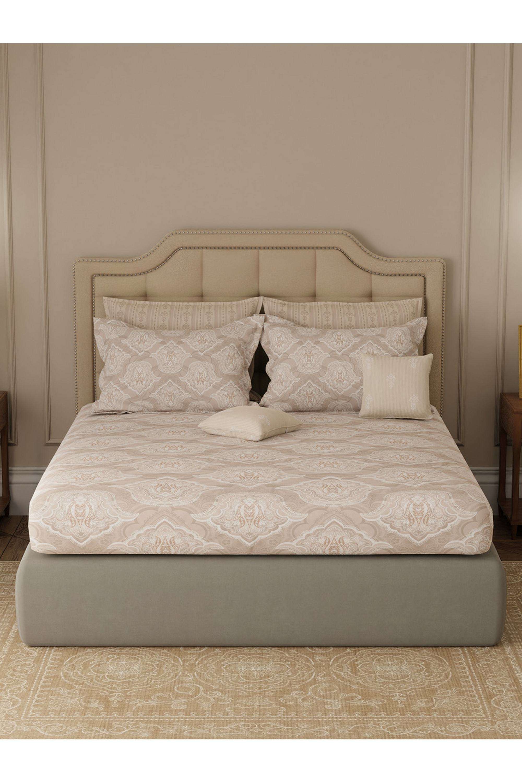 Royal-Essence-Kashmir-100--Cotton-400-TC-Grey-Ethnic-Print-King-Bedsheet-Set