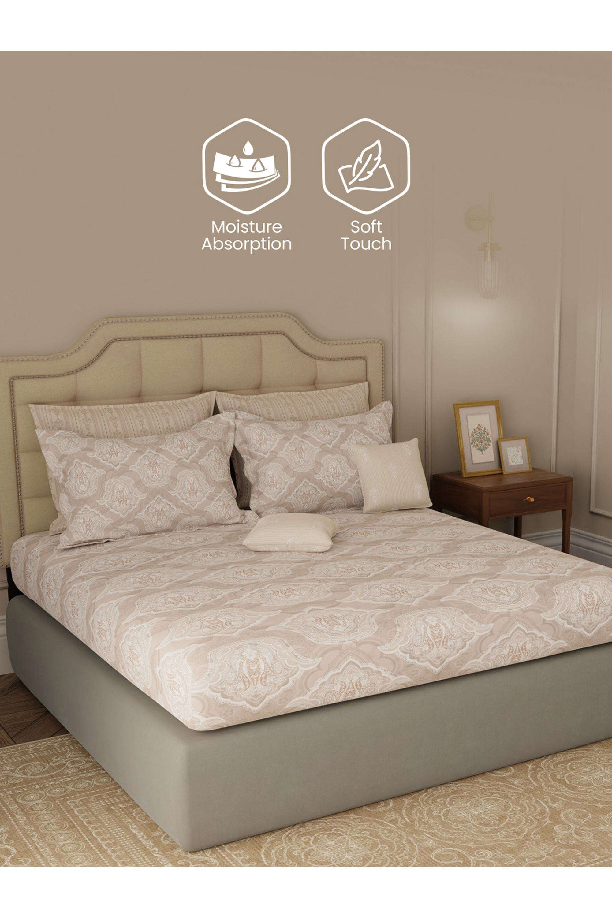 Royal-Essence-Kashmir-100--Cotton-400-TC-Grey-Ethnic-Print-King-Bedsheet-Set