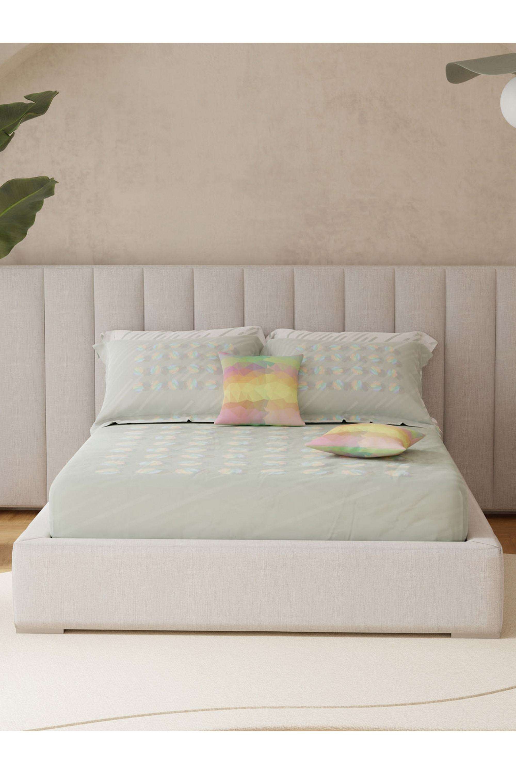 Royal-Essence-Holara-100--Cotton-400-TC-Grey-Solid-King-Bedsheet-Set