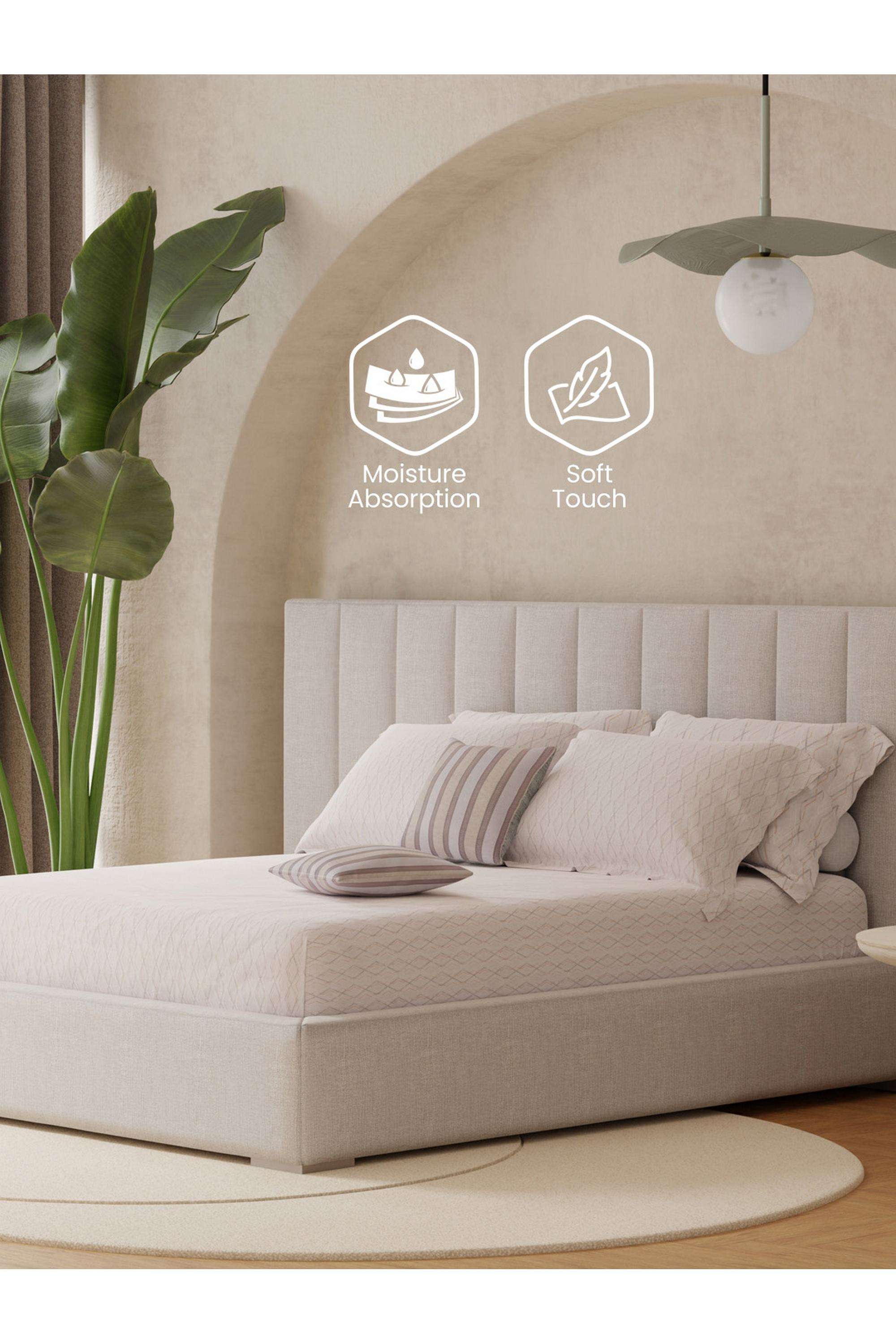 Royal-Essence-Holara-100--Cotton-400-TC-Cream-Geometrical-King-Bedsheet-Set