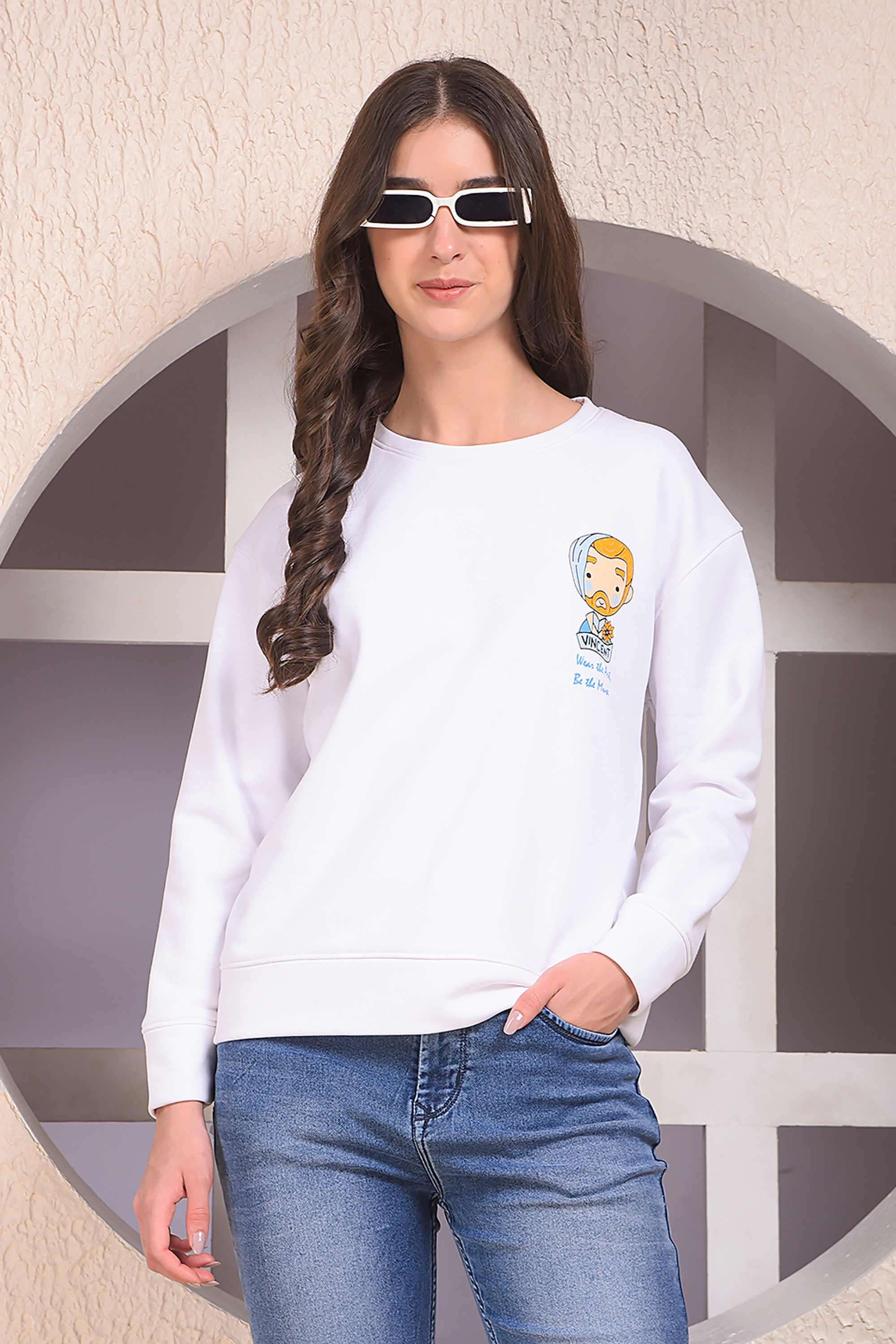 crimsoune club Printed Blended Fabric Round Neck Women's Sweatshirt-picture-19