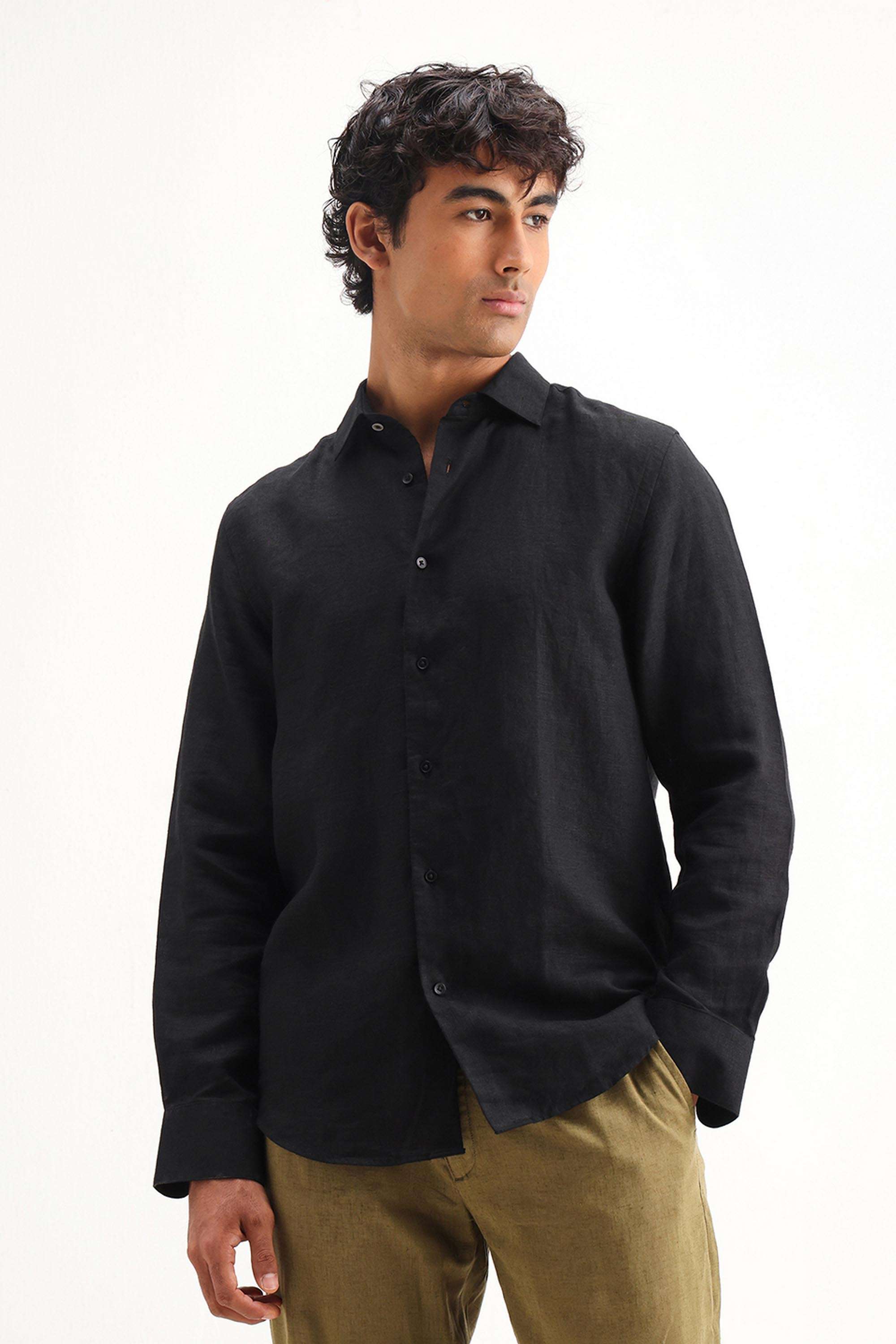 Solid-Linen-Regular-Fit-Men-s-Casual-Shirt