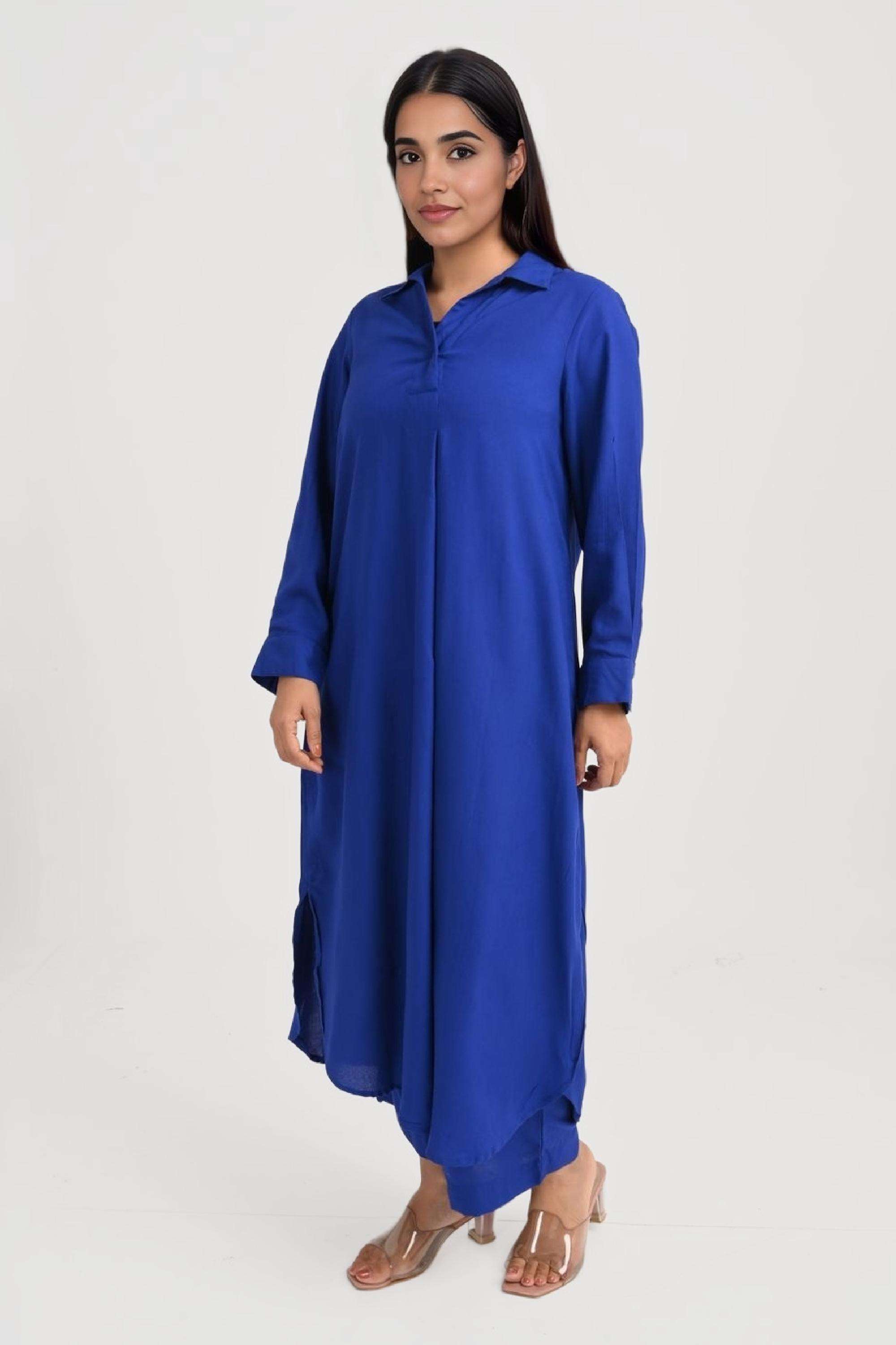 Solid-Collared-Viscose-Women-Co-Ord-Set